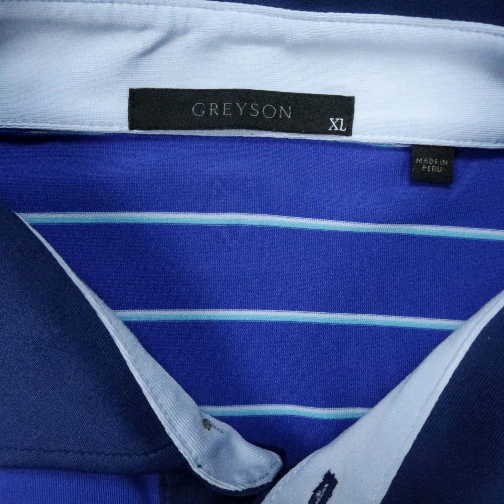 Vintage Greyson Polo Shirt Mens XL Blue Striped Short Sleeve Golf Moisture Wicking Athletic Stretch Polo Shirt Size US XL / EU 56 / 4 - 3 Thumbnail