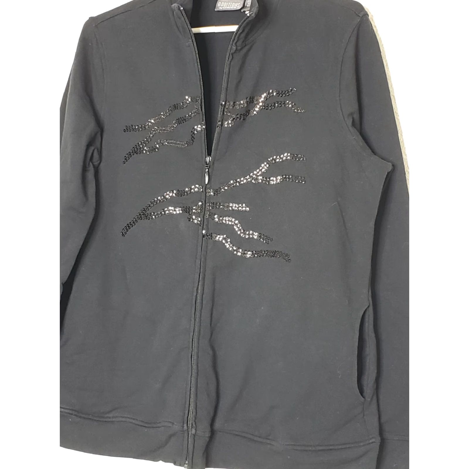 Vintage Additions by Chico’s Jacket L/S Black Zip Sequin Front Lightweight Casual Size 2 Women Size XS / US 0-2 / IT 36-38 - 3 Thumbnail