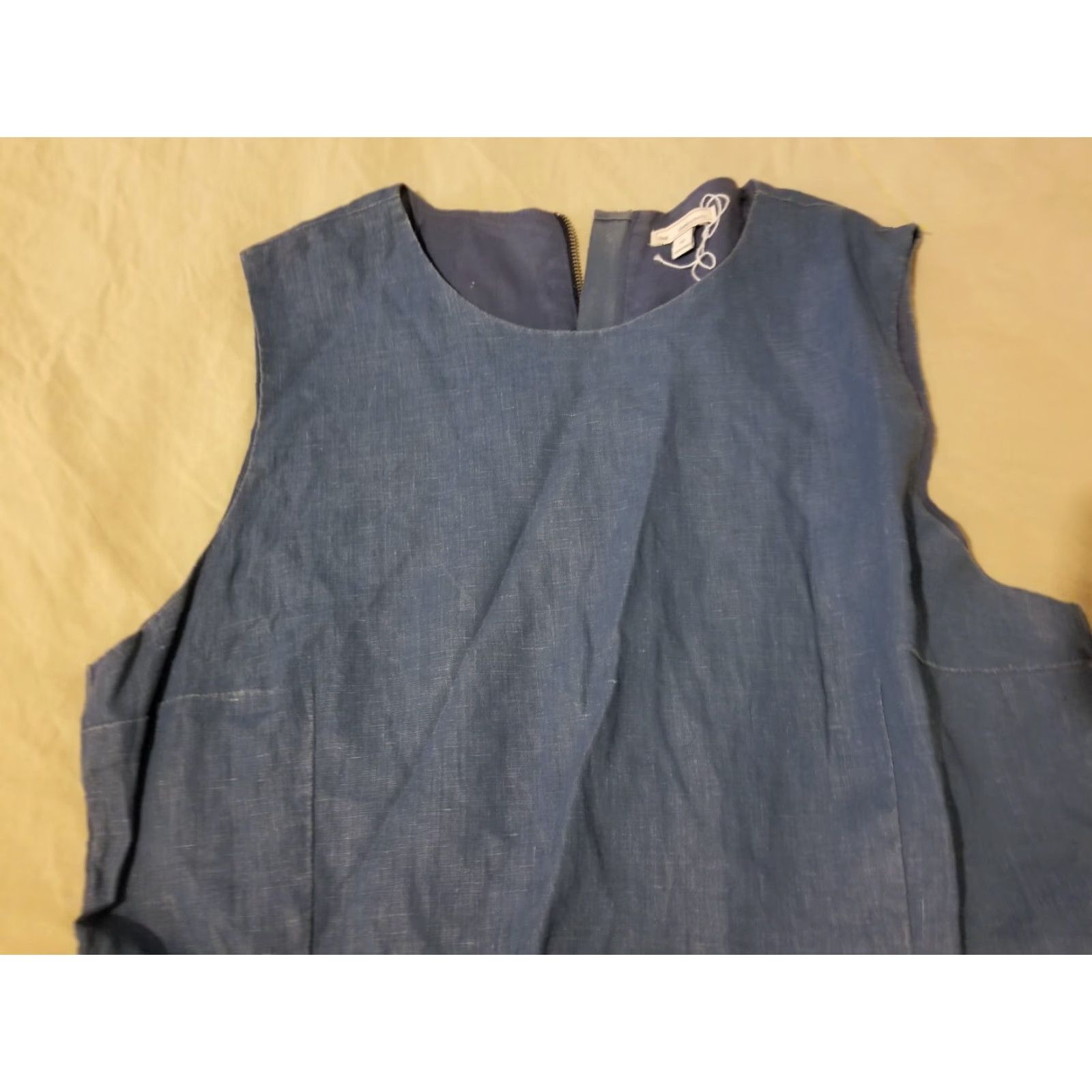 Gap Womens Gap Dress A-Line Linen Blue Midi Size 14 Regular Short Sleeve? Size XL / US 12-14 / IT 48-50 - 2 Thumbnail