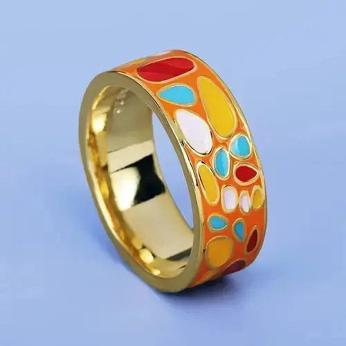Japanese Brand Handmade Enamel Epoxy Irregular Ring Size ONE SIZE - 1 Thumbnail