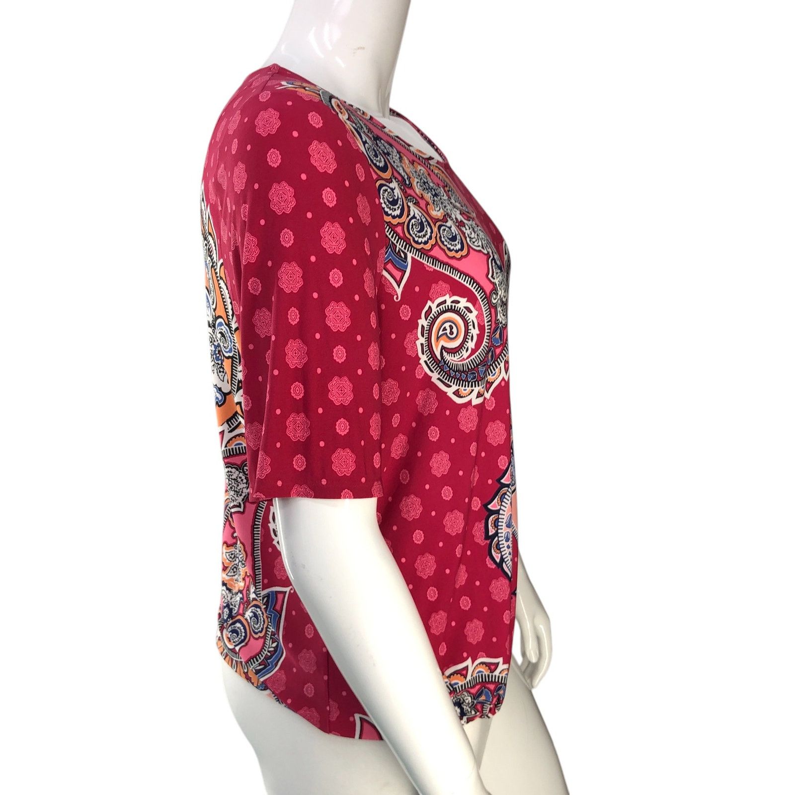 Chicos Chicos Size 2 US L Top Paisley Twist Half Sleeves Scoop Neck Size L / US 10 / IT 46 - 9 Thumbnail