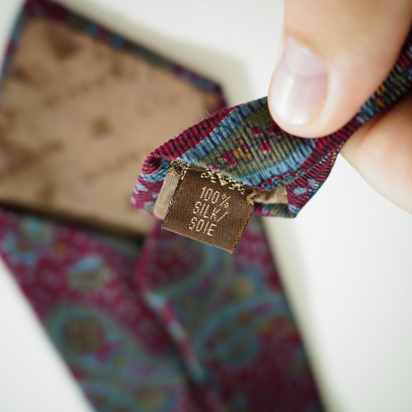Lanvin Lanvin Paris Red Green Blue Paisley Print Silk Tie Size ONE SIZE - 4 Thumbnail