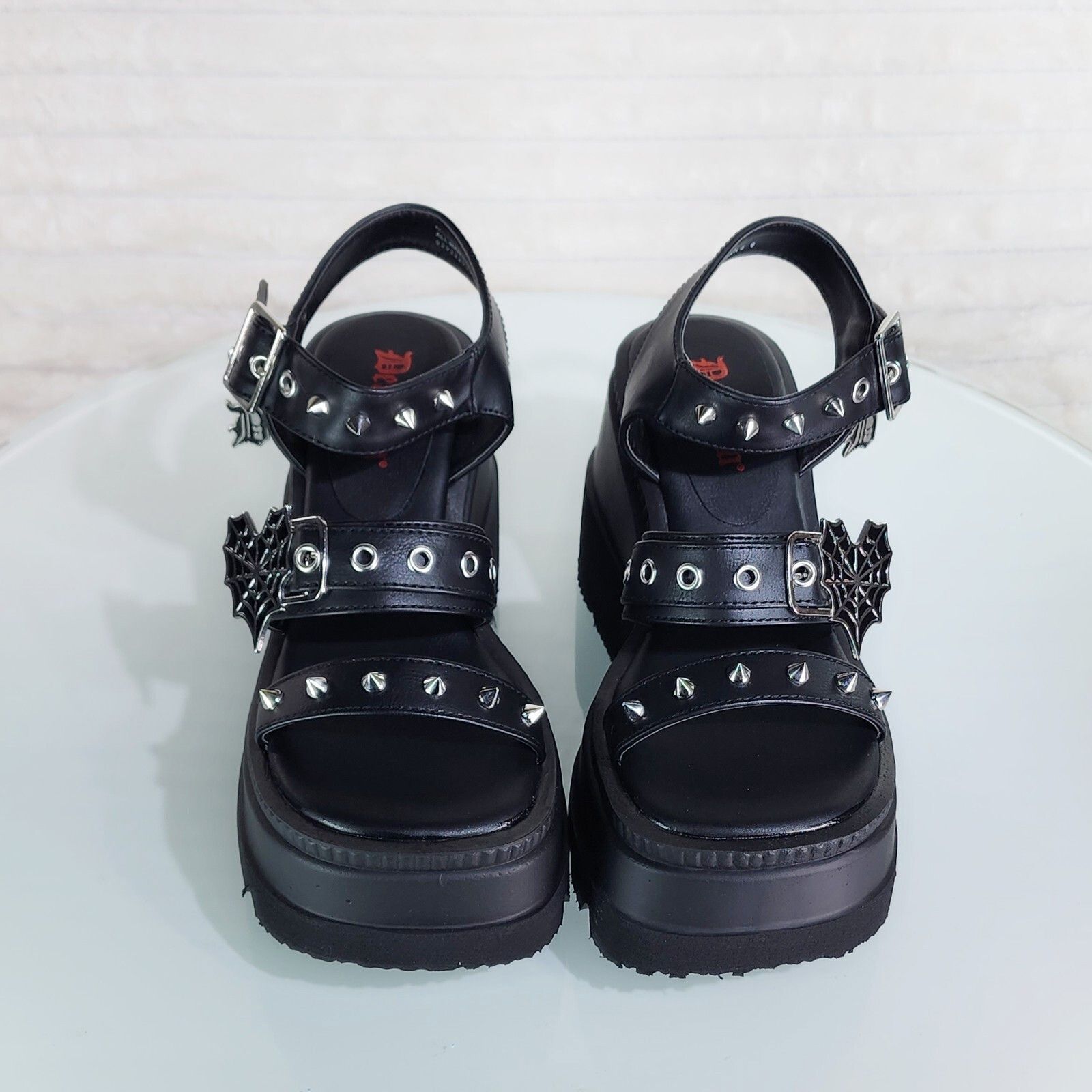 Other Shaker 13 Black Matte 4.5" Wedge Heel Gothic Sandals Studs A Size US 9 / IT 39 - 2 Thumbnail