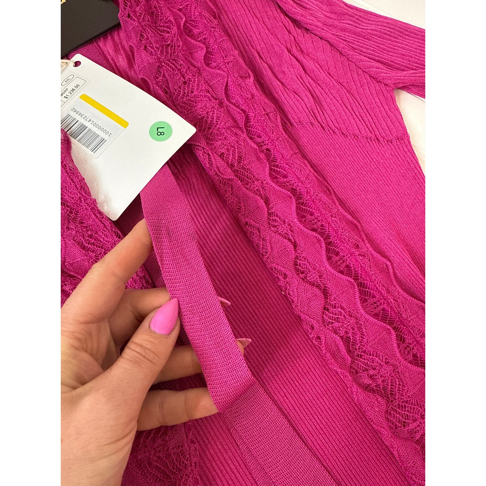 Roberto Cavalli Roberto Cavalli Knitwear Fuchsia Ribbed Open Cardigan L Size L / US 10 / IT 46 - 4 Thumbnail