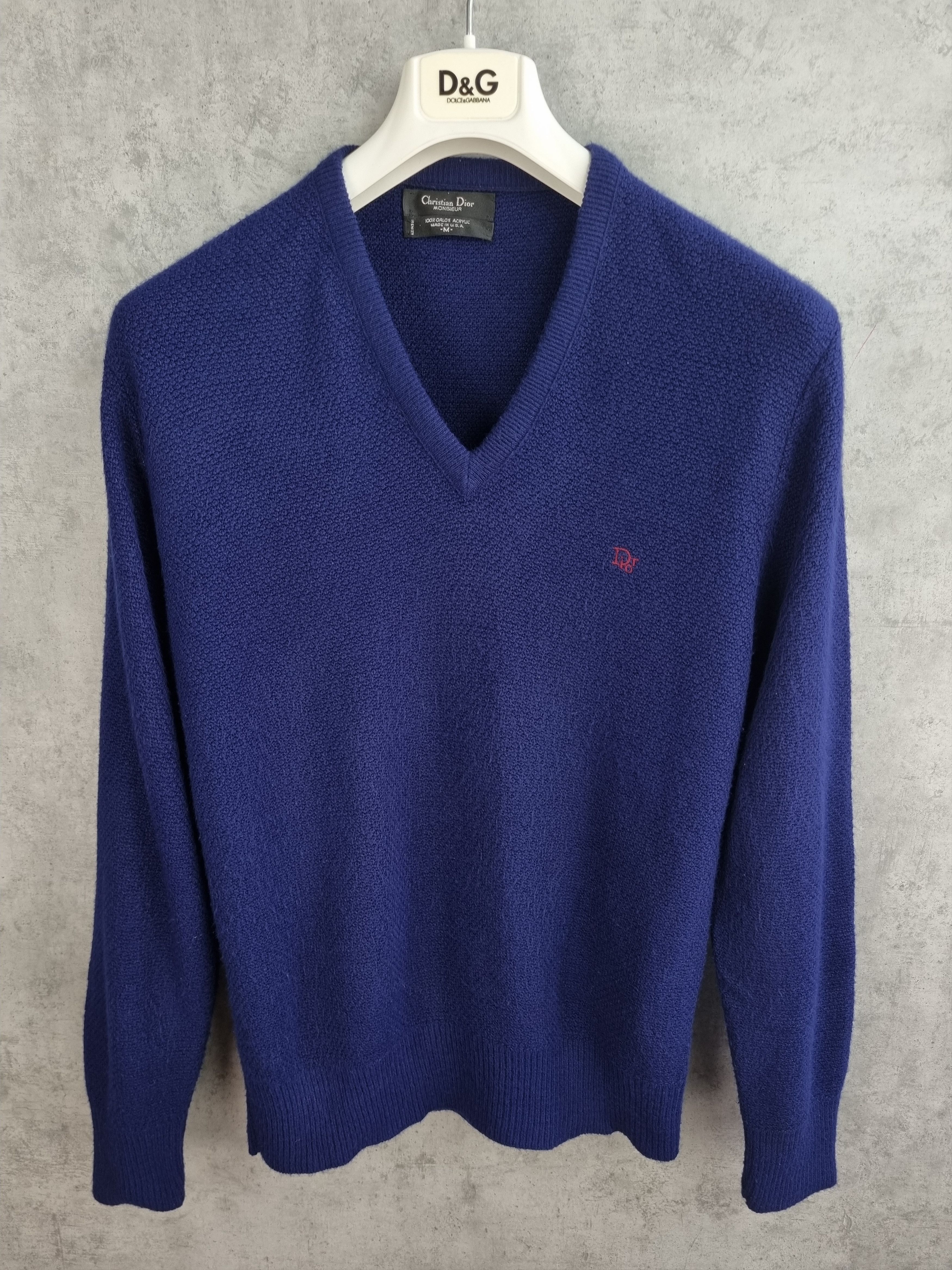 Christian Dior Monsieur × Vintage 90s Christian Dior Monsieur Vintage V Neck Knitwear Sweater Size US M / EU 48-50 / 2 - 2 Thumbnail