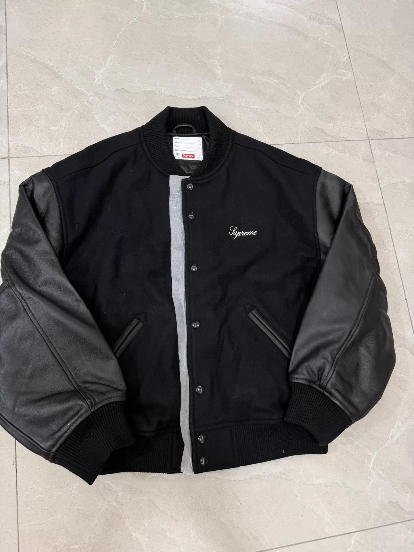 Supreme Supreme SS26 WEEK7 Cross Varsity Jacket Black L Size US L / EU 52-54 / 3 - 1 Thumbnail