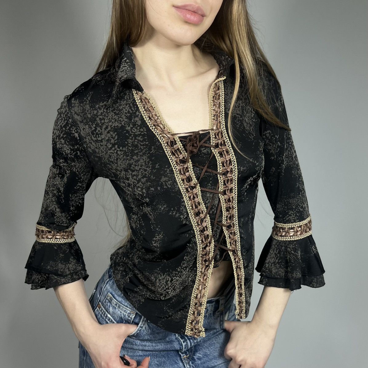 Japanese Brand Vintage Y2K Japanese Front Lace Up Napoleon 90s Style Shirt Size L / US 10 / IT 46 - 1 Thumbnail