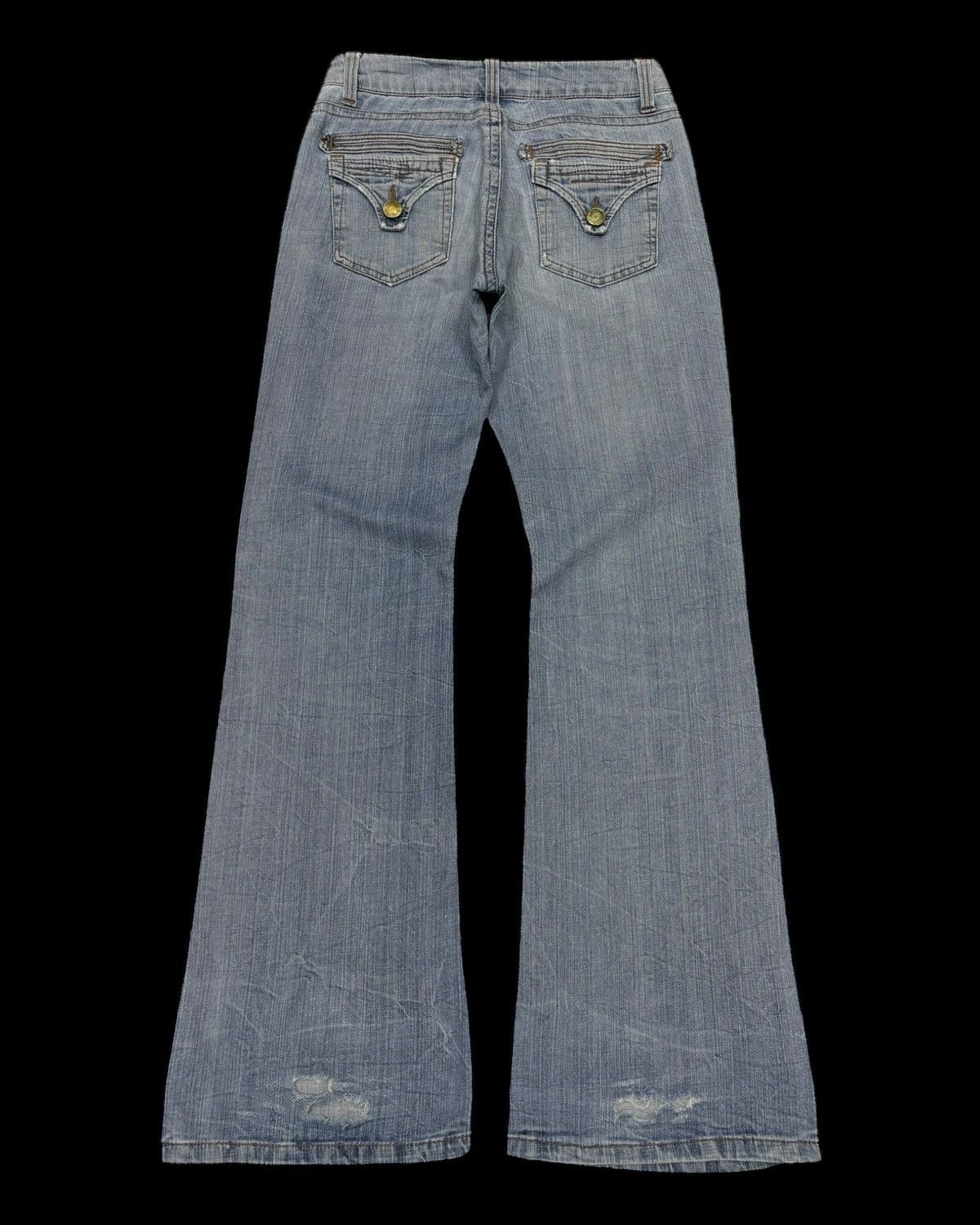 If Six Was Nine 💥90s Flare Jeans Bootcut Wavelist Distressed Denim Hype Size US 28 / EU 44 - 8 Thumbnail
