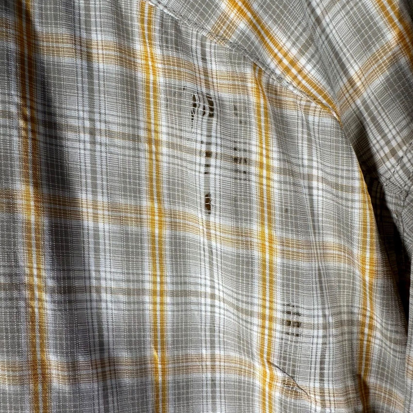 Vintage Simms COR3 Mens XL Shirt Long Sleeve Plaid Grey Yellow Button Up Flaws Size US XL / EU 56 / 4 - 4 Thumbnail