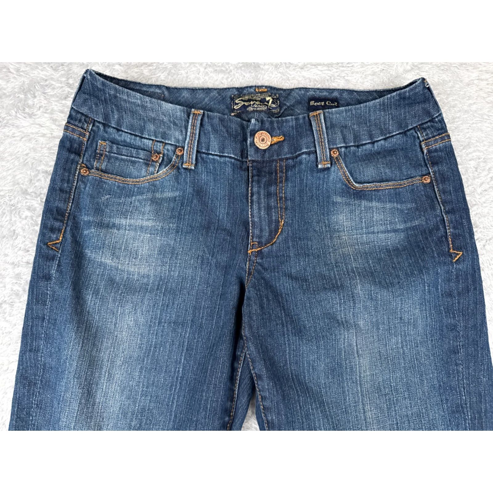 Vintage Seven7 Jeans Women Bootcut Low Rise 30 Blue Denim 32x31 Slim Bling Size 30" / US 8 / IT 44 - 4 Thumbnail