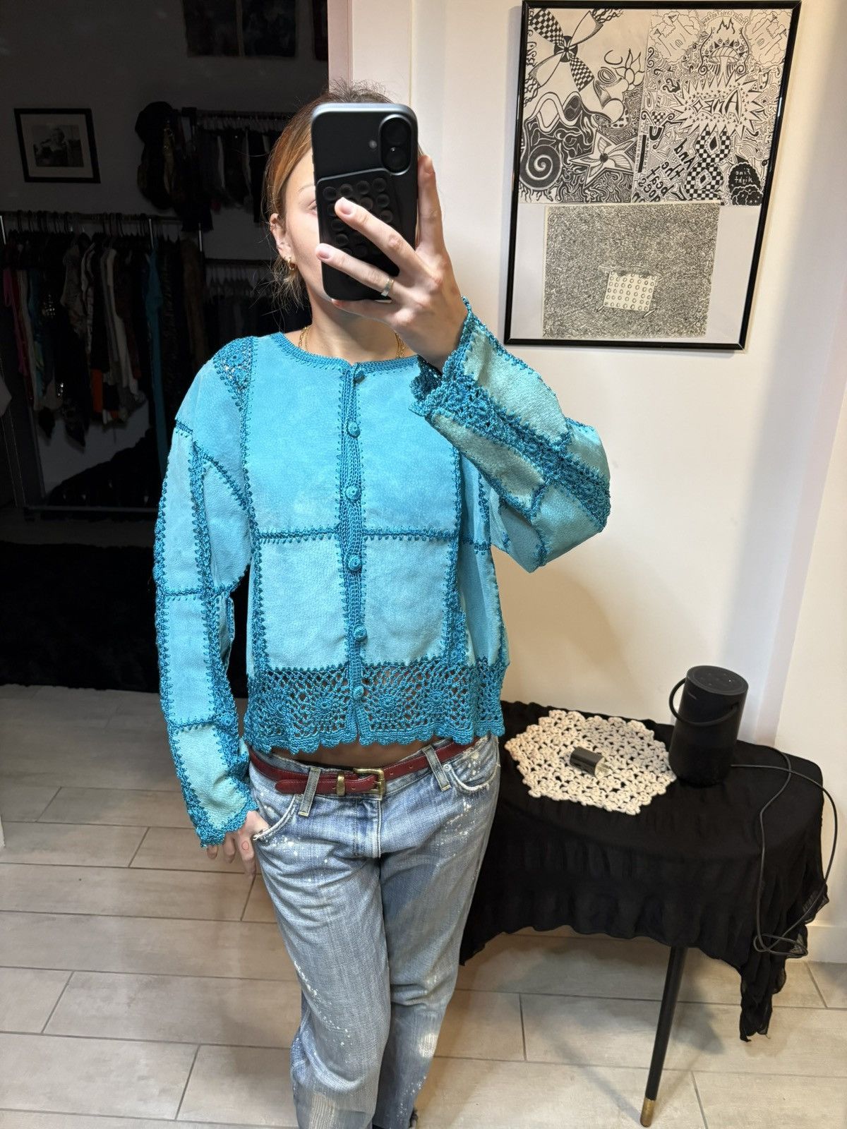 Other Vintage crochet detail button up cardigan Size M / US 6-8 / IT 42-44 - 2 Thumbnail