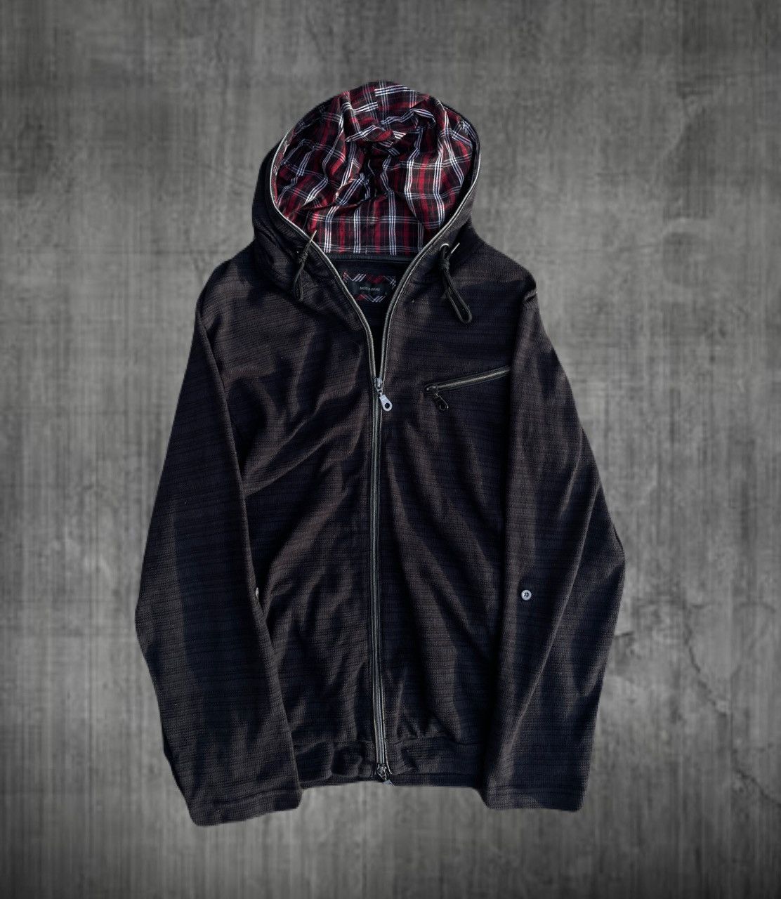 If Six Was Nine 2000s Japanese archive Plaid Hood Zip-up Hoodie
