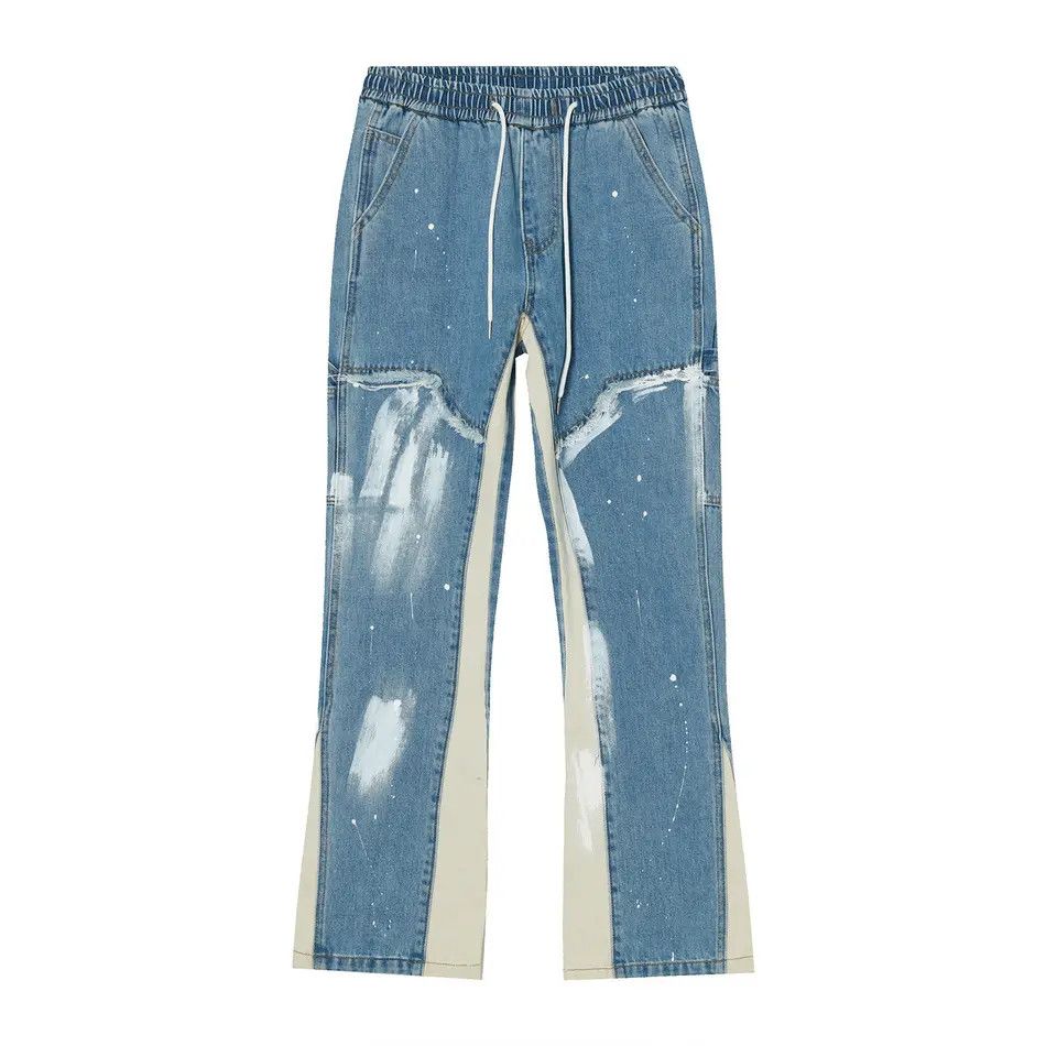 Japanese Brand Retro loose splashed ink color blocked jeans Size US 32 / EU 48 - 3 Thumbnail