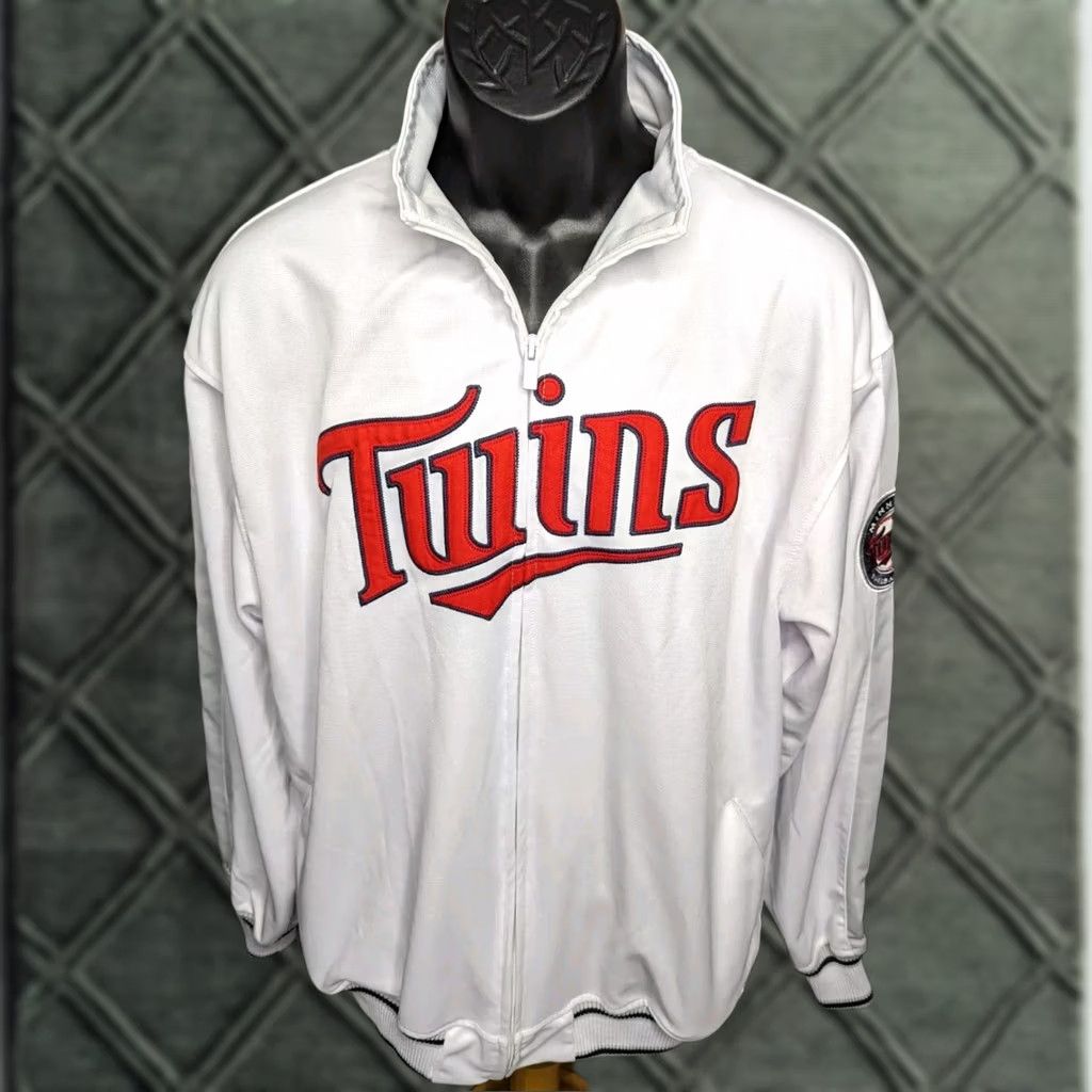 Vintage Stitches Minnesota Twins MLB Baseball Zip Track Jacket White Mens Large Size US L / EU 52-54 / 3 - 1 Thumbnail