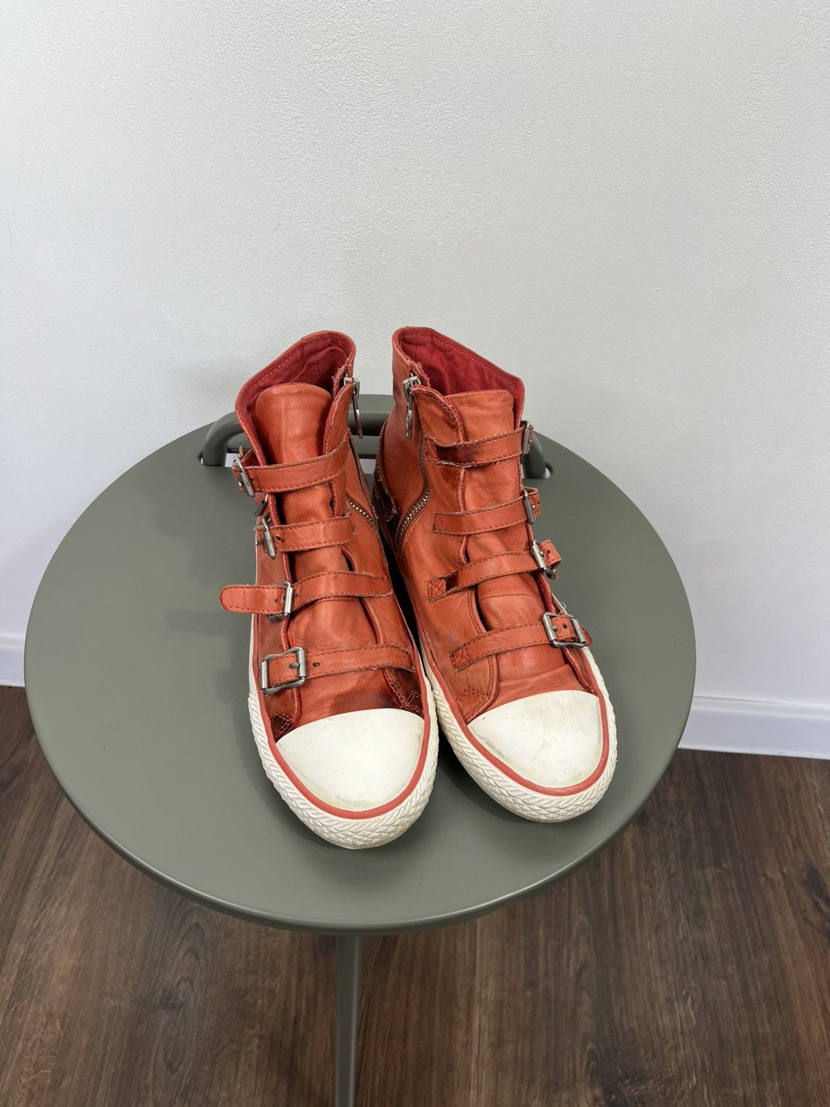 ASH ASH Distressed High Top Sneakers EU 39 Leather Buckle Zip Size US 8 / IT 38 - 4 Thumbnail