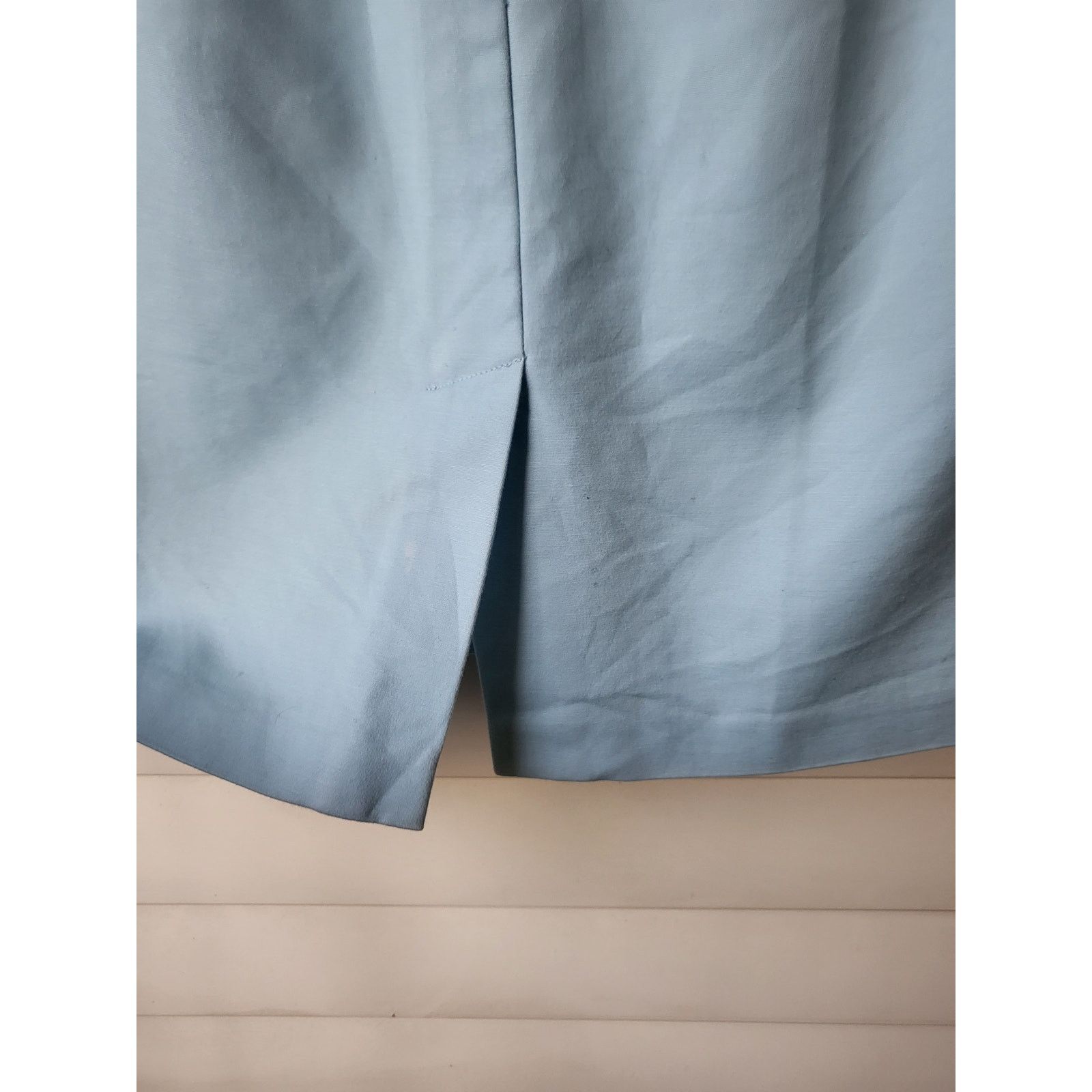 Vintage Pencil Skirt Light Blue and White Black Piping Mid Thigh Size 27" / US 4 / IT 40 - 10 Thumbnail
