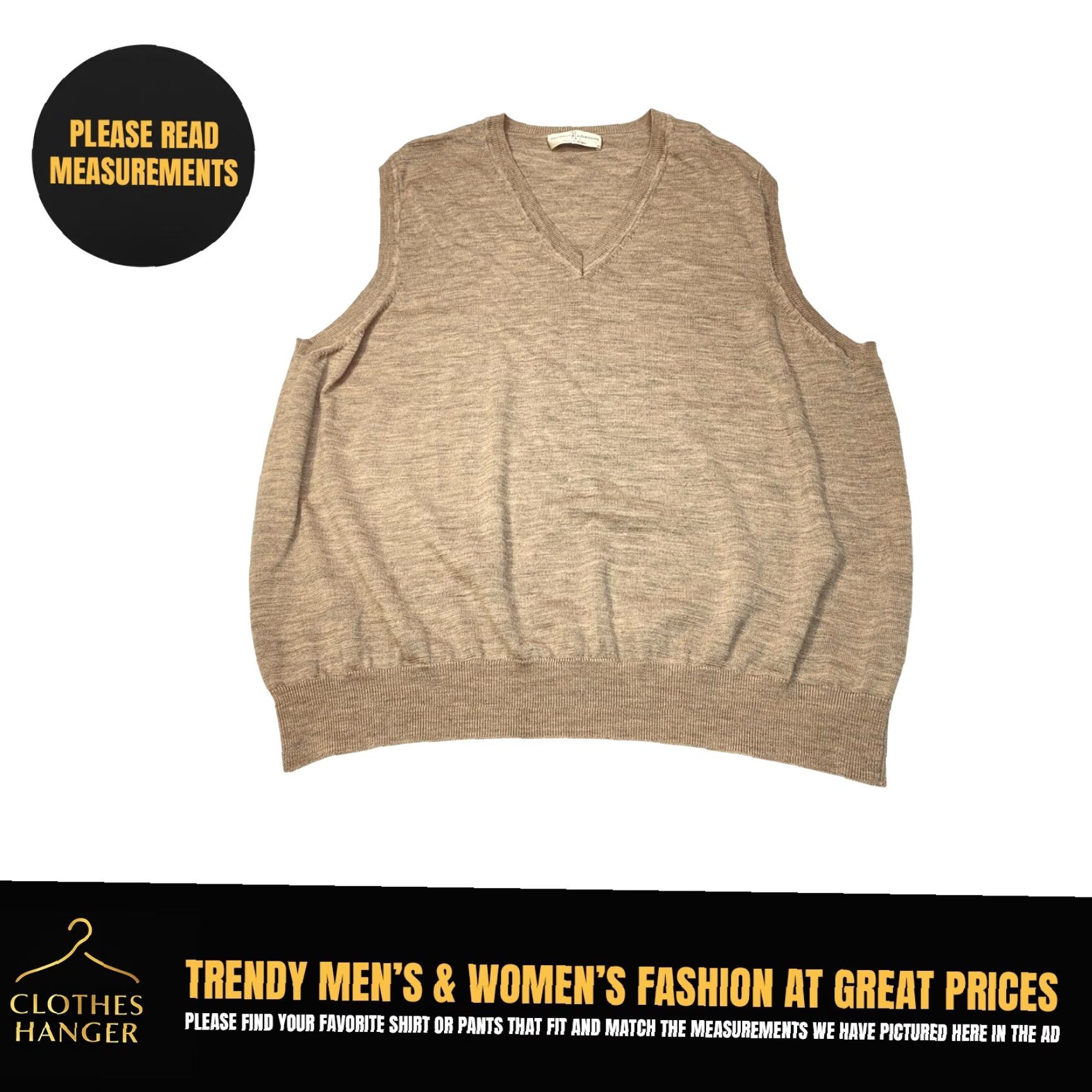 Vintage Fairway Greene Sweater Vest Mens XXL Beige Merino Wool Golf Sleeveless V Neck Size US XXL / EU 58 / 5 - 2 Thumbnail