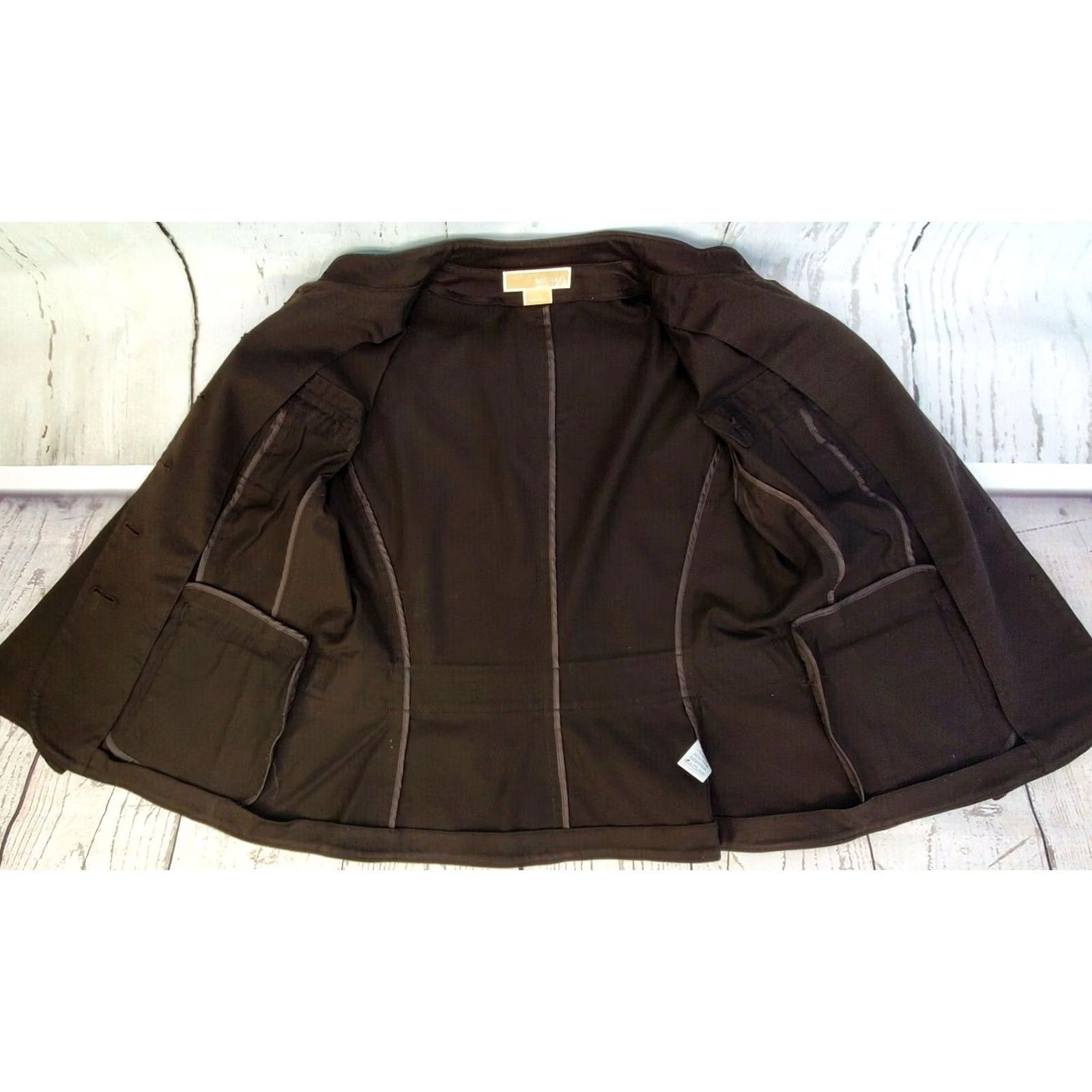 Michael Kors Michael Kors Brown Gold Button Field Jacket Blazer Women 12 Size Regular Cotton Blend Size XL / US 12-14 / IT 48-50 - 4 Thumbnail