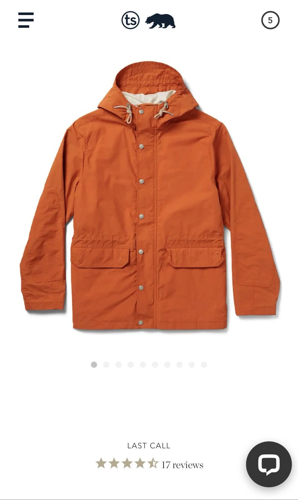 Taylor Stitch Dalton Jacket In Rust 36 XS Orange Rain Jacket