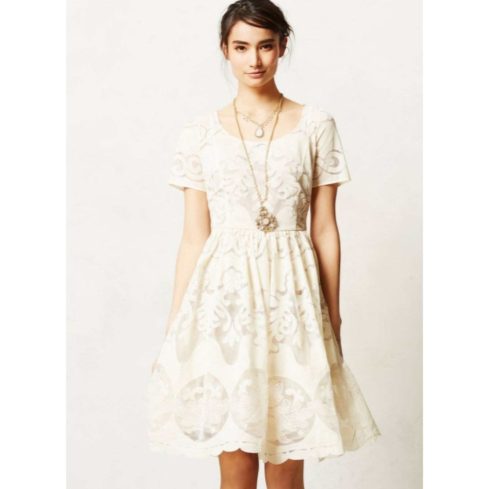 Anthropologie New Ivoire Lace Dress by Tracy Reese $188 SIZE 6 Ivory Midi Size M / US 6-8 / IT 42-44 - 1 Thumbnail