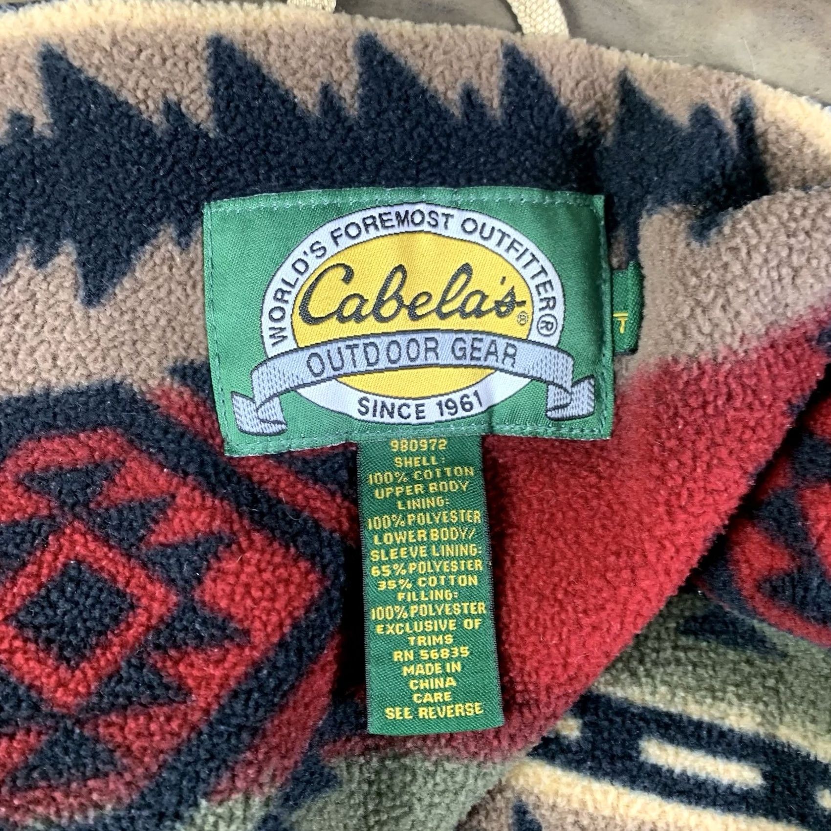 Vintage VINTAGE Cabela's Jacket Mens XL Tall Aztec Lined Fleece Hunting Outdoors Canvas Jacket Size US XL / EU 56 / 4 - 3 Thumbnail