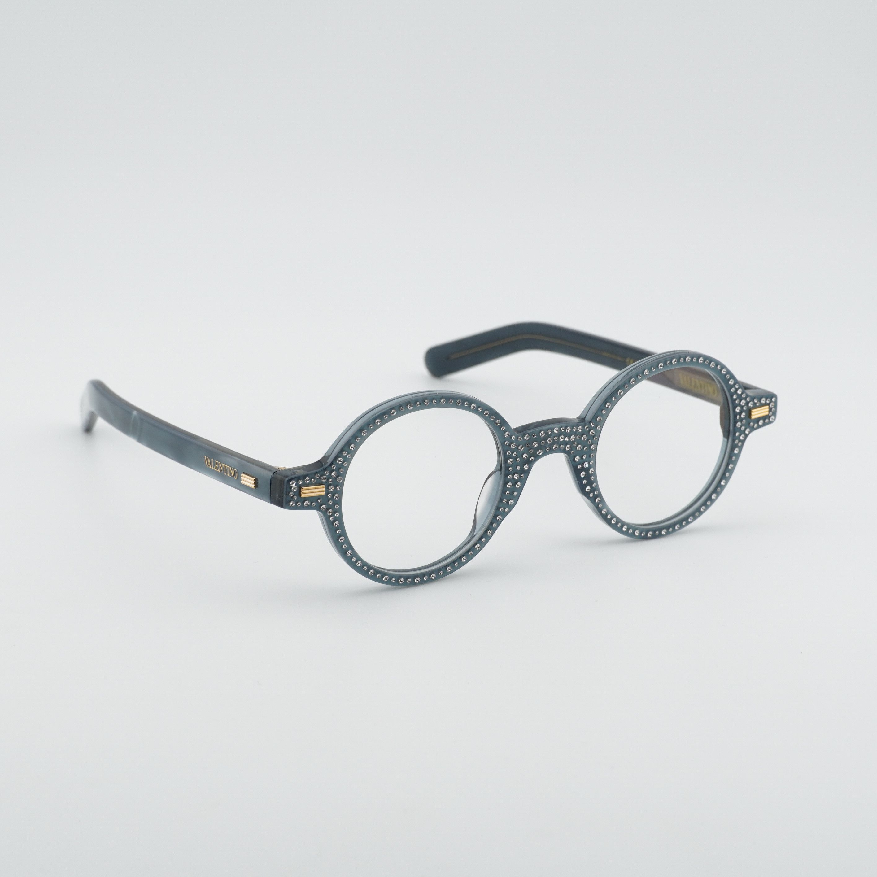 Valentino Valentino VLX-185C Eyeglasses Blue Pearl Crystal 43mm Round Size ONE SIZE - 1 Thumbnail