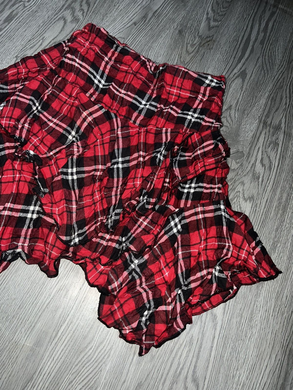 Japanese Brand R&B red tartan punk asymmetrical skirts ♥️🩸 Size 27" / US 4 / IT 40 - 4 Thumbnail