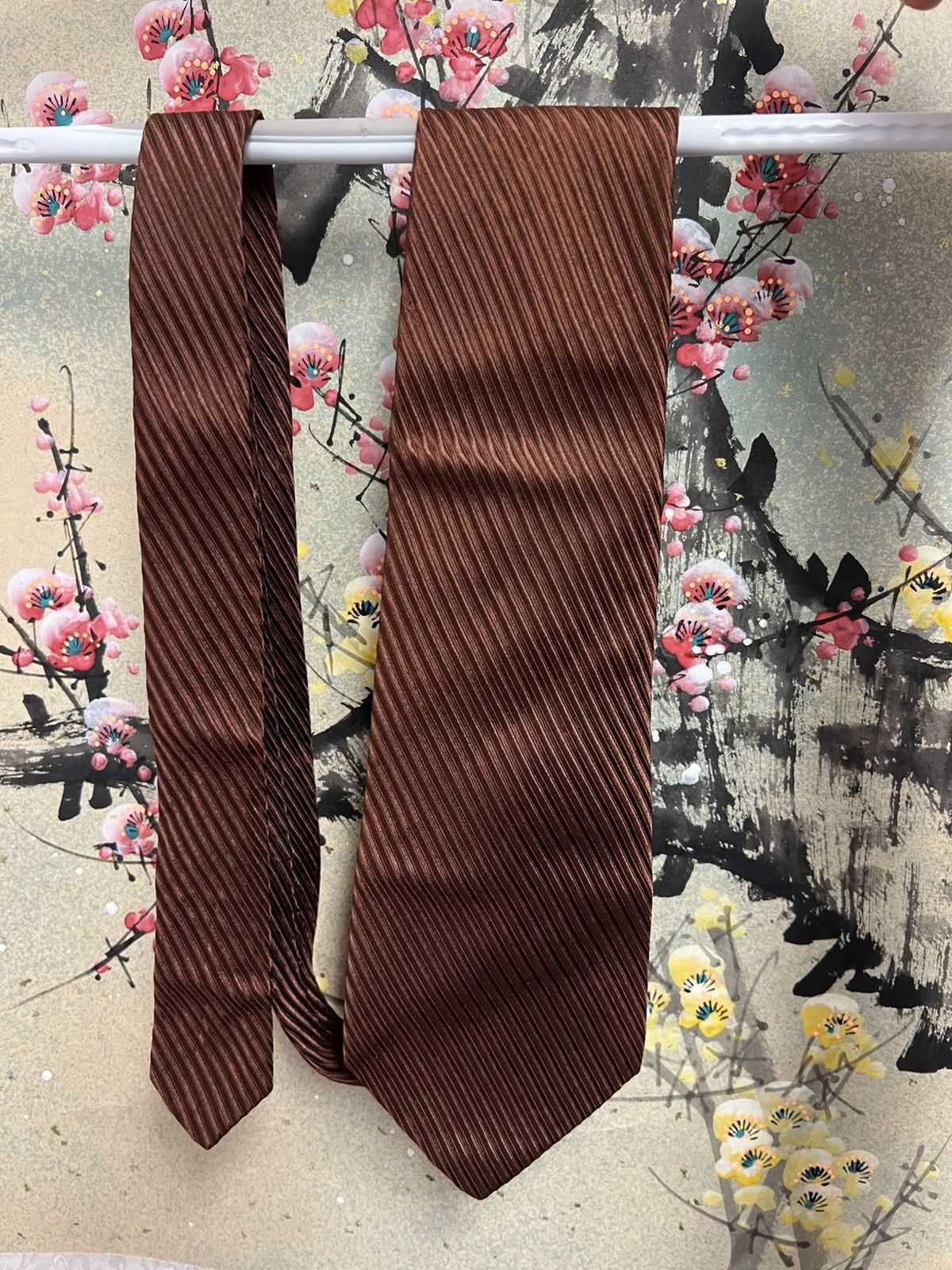 Japanese Brand Vintage Japan Silk Tie – Odakyu Tokyo Ribbed Brown Silk Size ONE SIZE - 3 Thumbnail