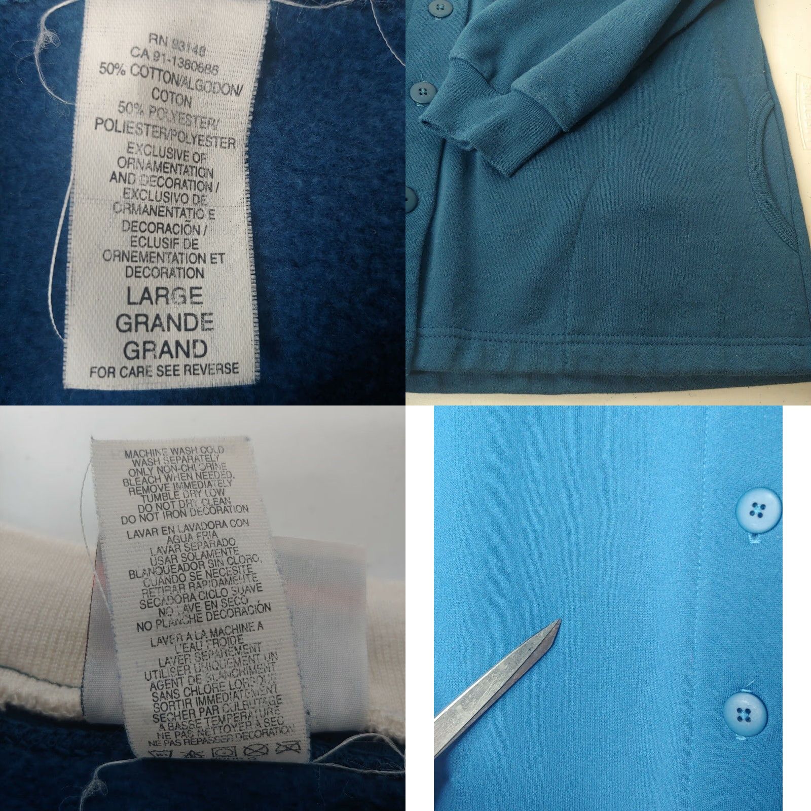 Vintage VINTAGE Morning Sun Cardigan Sweatshirt Large Women Blue 100% Cotton Knit Crew Neck Autumn Farm Nature Leaves Fall 90s? Cardigan Sweatshirt Size L / US 10 / IT 46 - 8 Thumbnail