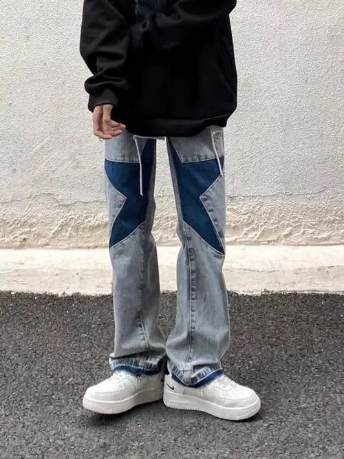 VIBE Retro high street washed distressed five-pointed star jeans Size US 32 / EU 48 - 5 Thumbnail