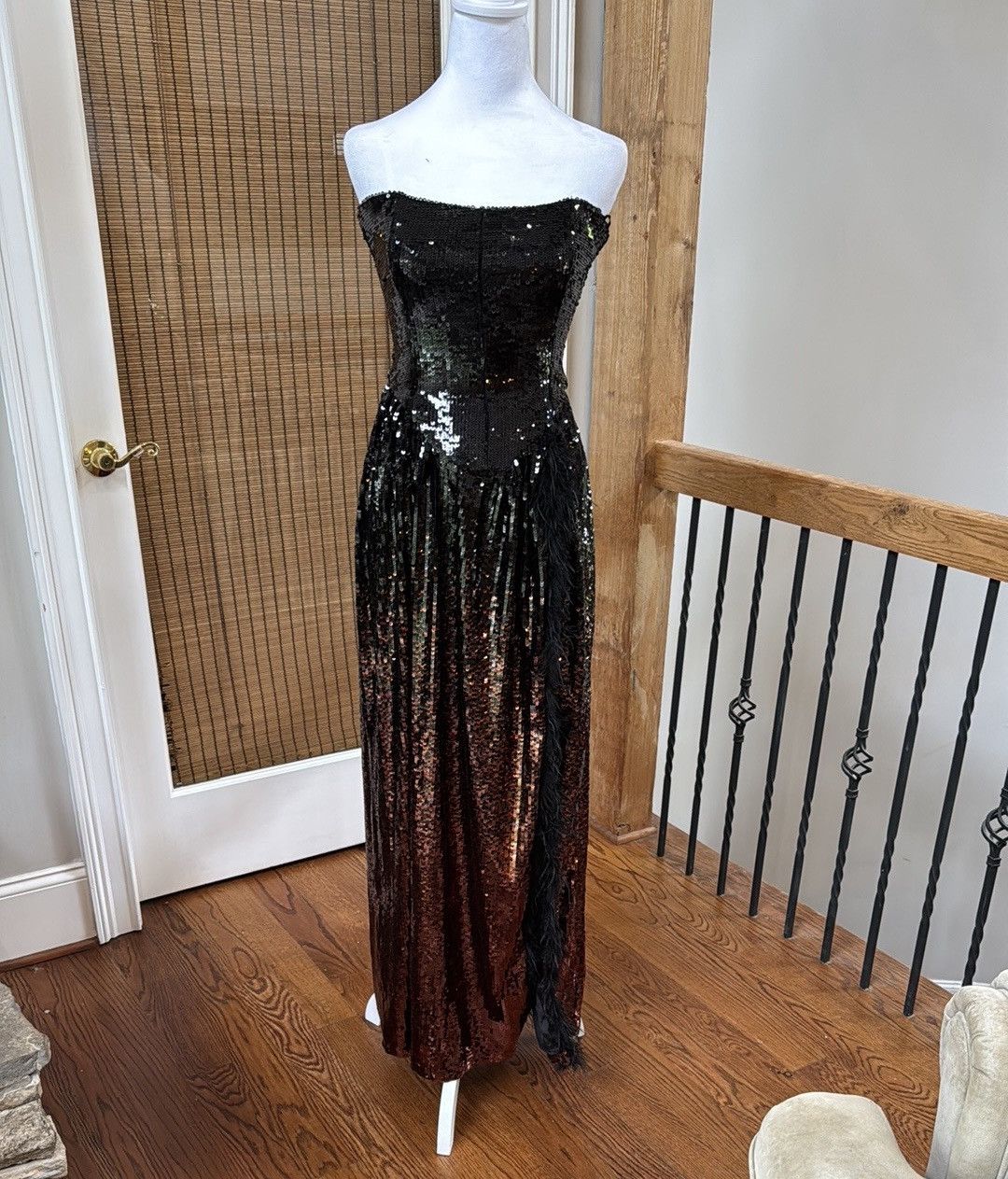 Nordstrom WeWoreWhat corset strapless sequin feather maxi dress Size XS / US 0-2 / IT 36-38 - 1 Thumbnail