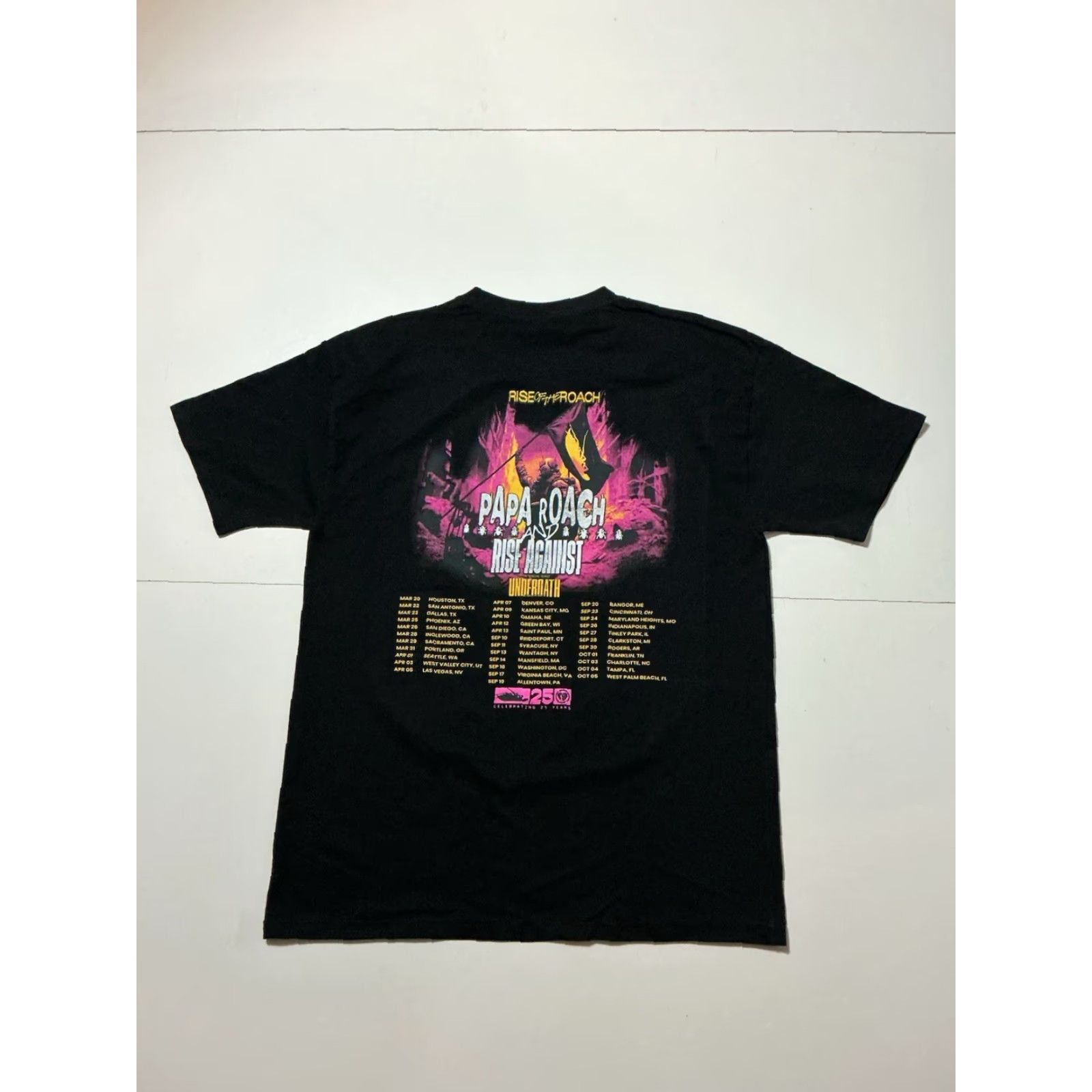 Vintage Papa Roach Rise Of The Roach Tour 25 Years Infest Rise Against Underoath T-Shirt Men Large Black Size US L / EU 52-54 / 3 - 3 Thumbnail