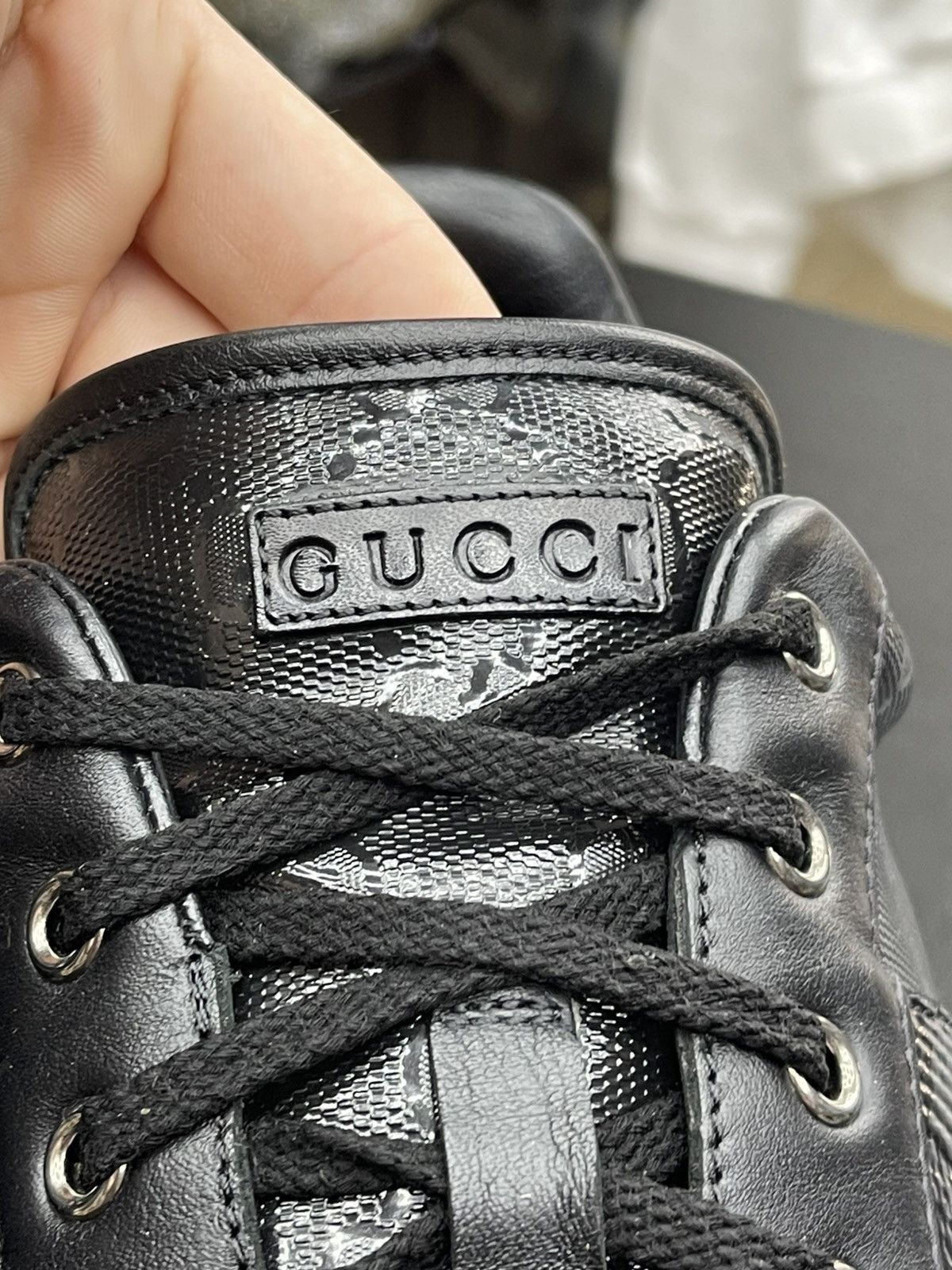 Gucci Size 13US/12.5G - Gucci GG Monogram Guccissima Low 'Black' Size US 13 / EU 46 - 8 Thumbnail