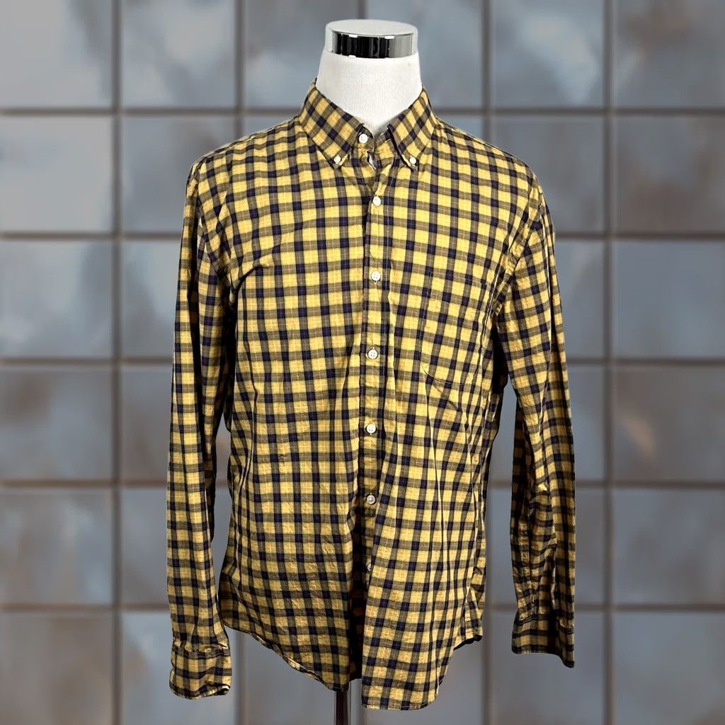 J.Crew J.CREW Shirt XL Slim Best Secret Wash 100s 2 Play Yarns Plaid Yellow Blue Tartan Button-Front Collared Mens Regular Size XS-XL Size US XL / EU 56 / 4 - 1 Thumbnail