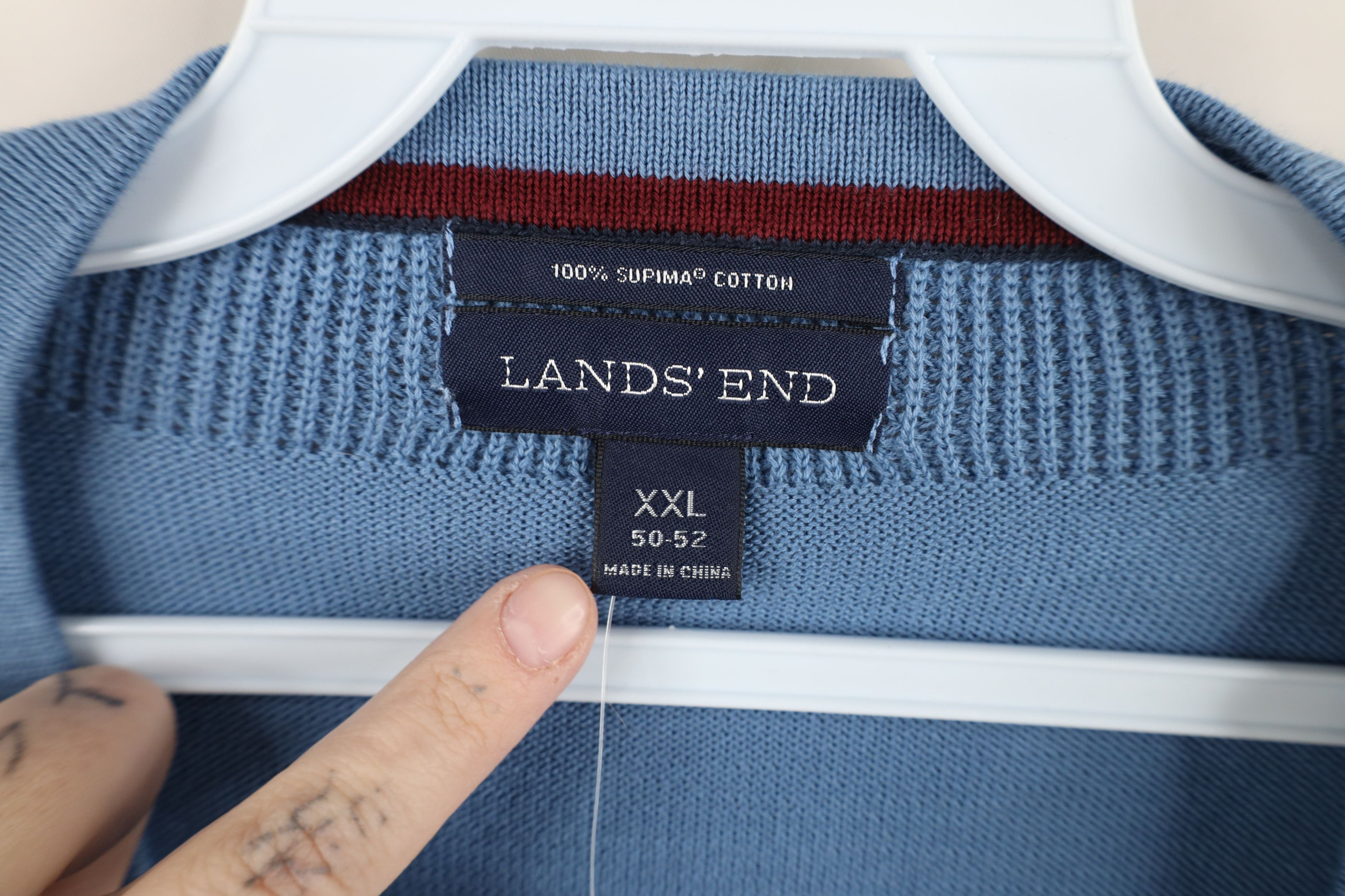 Lands' End Deadstock Vintage Lands End Supima Cotton Knit Sweater Blue Size US XXL / EU 58 / 5 - 4 Thumbnail
