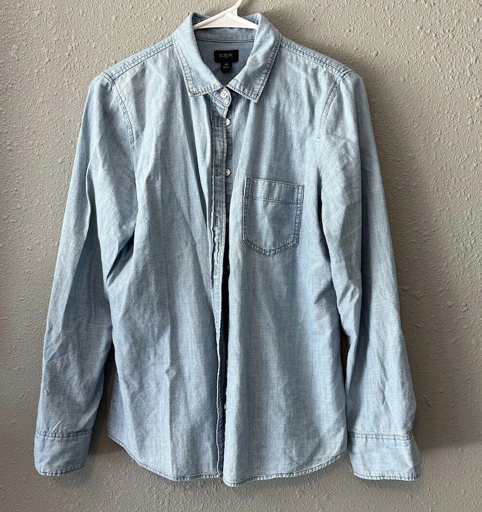 J.Crew J Crew Sz M Classic Fit Tie-Neck Chambray Denim Long Sleeve Size M / US 6-8 / IT 42-44 - 1 Thumbnail
