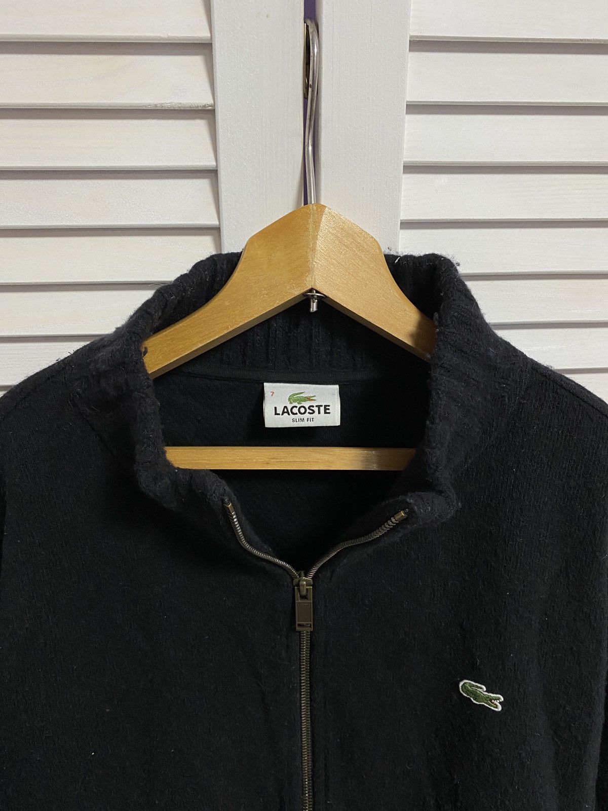Lacoste 🥵 Vintage 90s Zip Up Sweater LACOSTE WOOL Mini Logo CASUAL Size US L / EU 52-54 / 3 - 5 Thumbnail