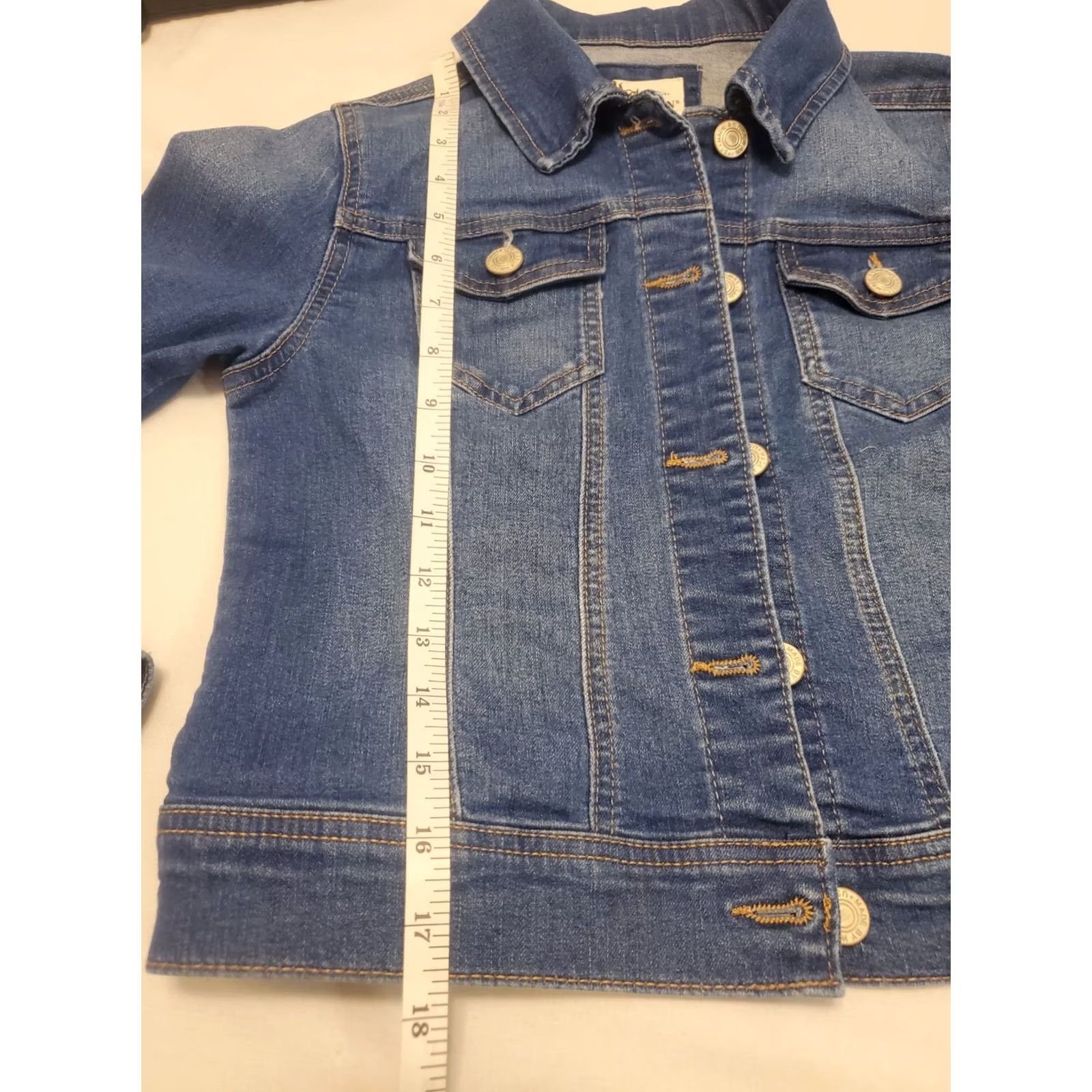 Denime VINTAGE Denim Trucker Style Jacket Junior Size Small WAX JEAN Distressed Blue Size 28" / US 6 / IT 42 - 7 Thumbnail