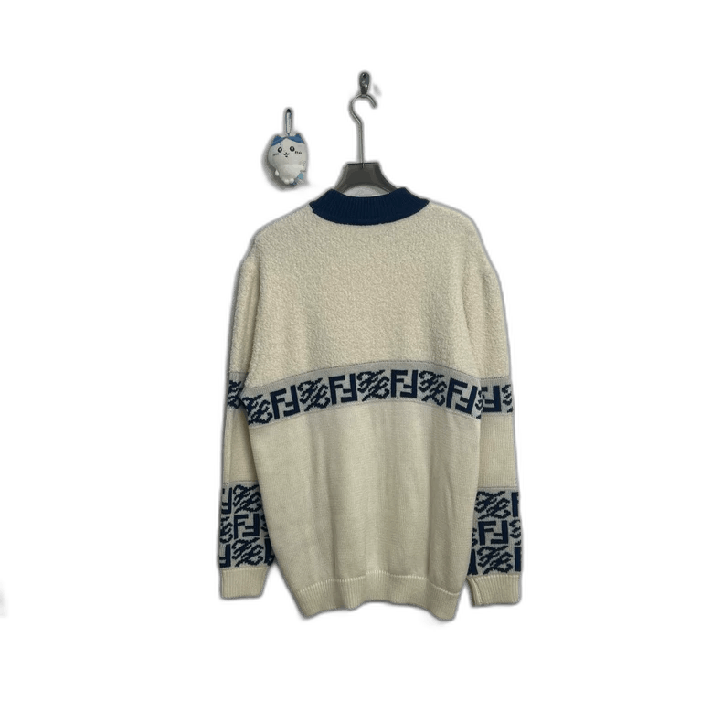 Fendi Fendi Blue White Wool Sweater Size US L / EU 52-54 / 3 - 1 Thumbnail