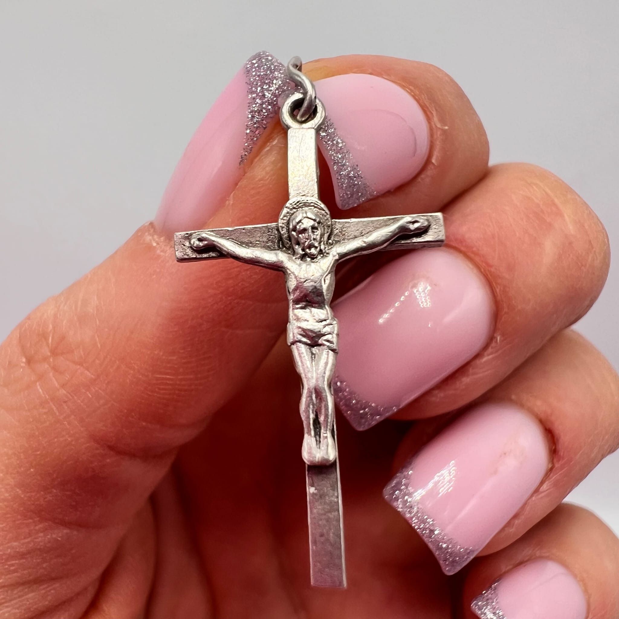Vintage Solid 925 Sterling Silver Jesus Cross Pendant 1.35g Size ONE SIZE - 1 Thumbnail