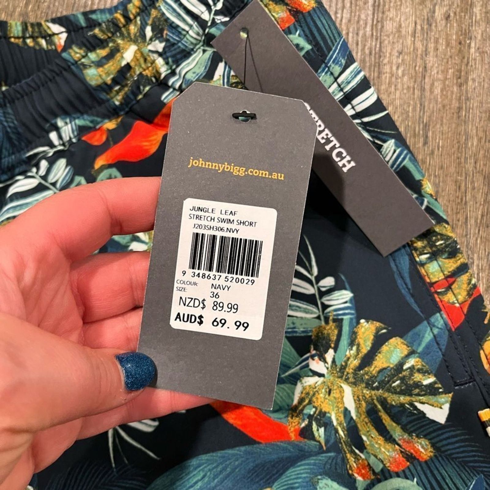Vintage NWT Johnny Bigg Jungle Leaf Stretch Swim Short Size 36/L Size US 31 - 4 Thumbnail