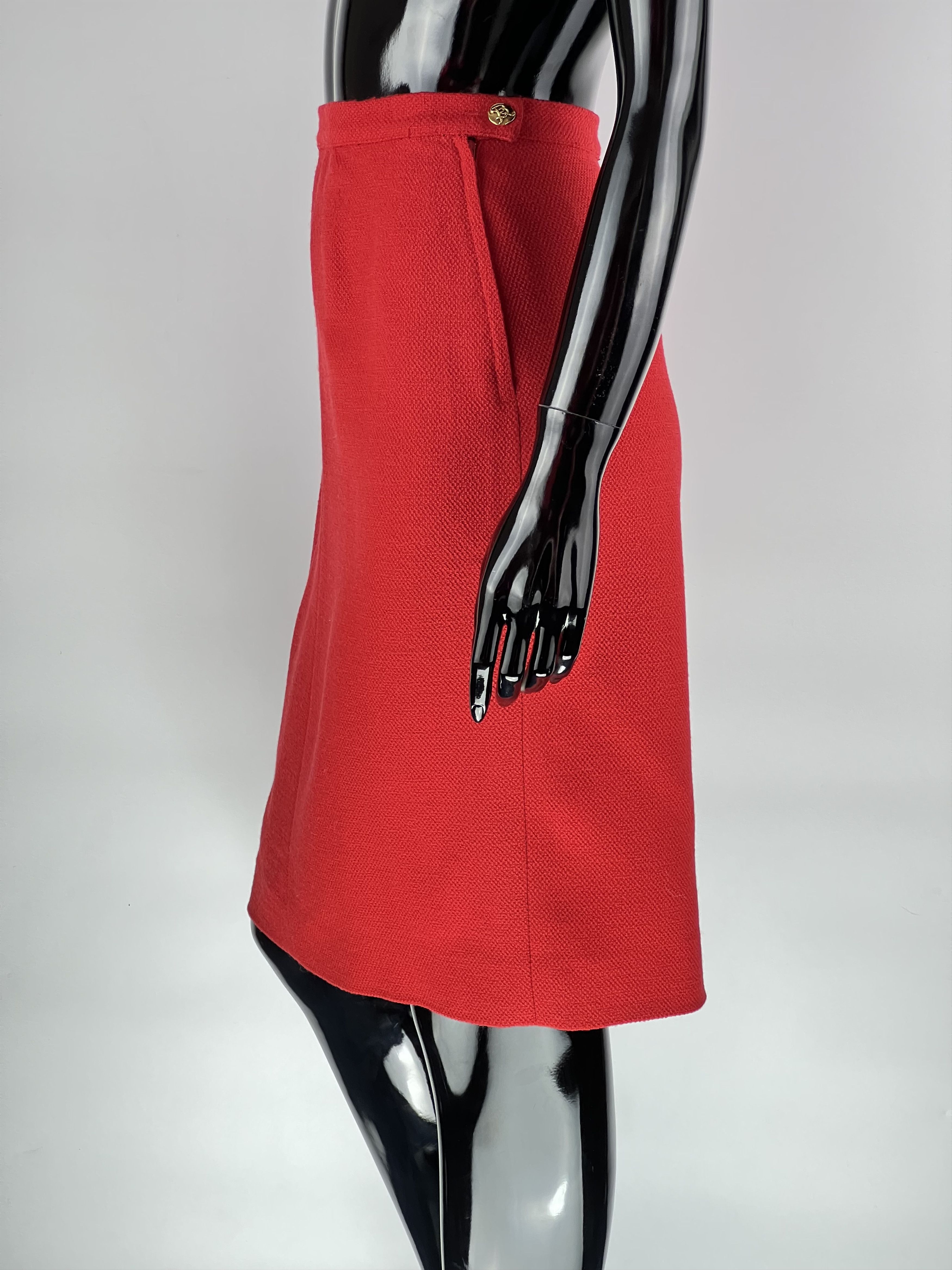 Sonia Rykiel × Vintage Vintage Sonia Rykiel Red 100% Wool Midi Skirt Size FR42 Size 30" / US 8 / IT 44 - 2 Thumbnail