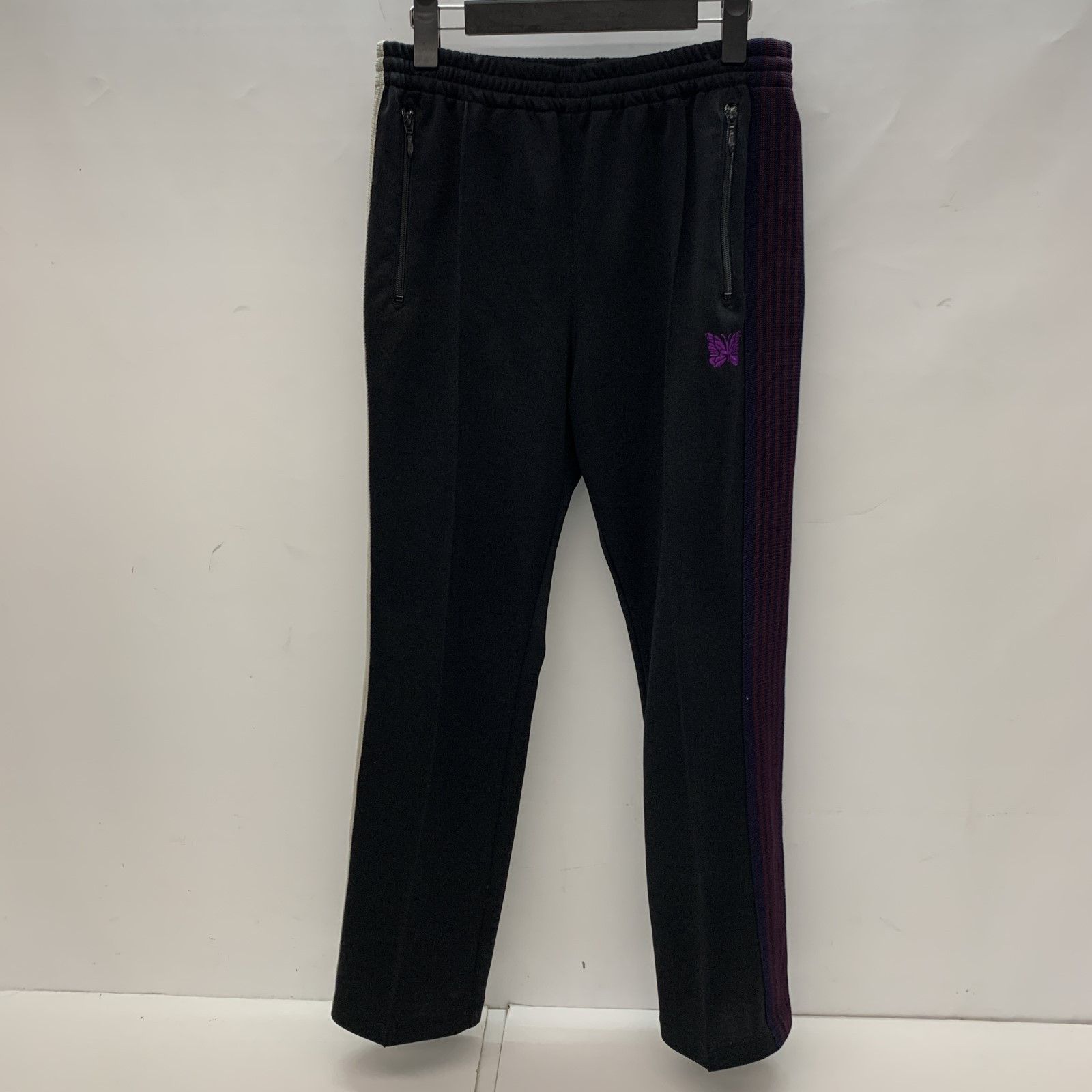 image of Needles Jogger Track Pants Straight Polyester Smooth Jersey Black, Men's (Size 28)
