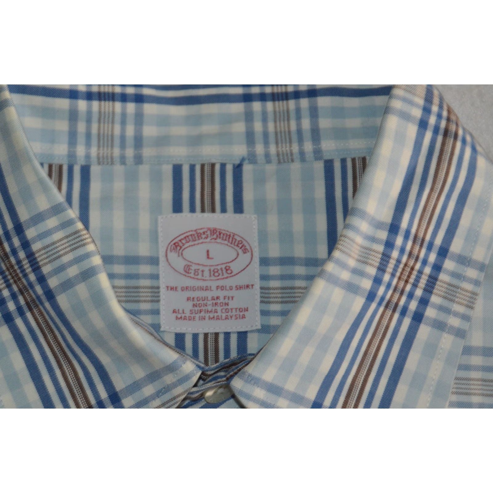Brooks Brothers Brooks Brothers Button-Up Shirt Men’s Blue Plaid Cotton Large Size Regular Fit Shirt Size US L / EU 52-54 / 3 - 3 Thumbnail
