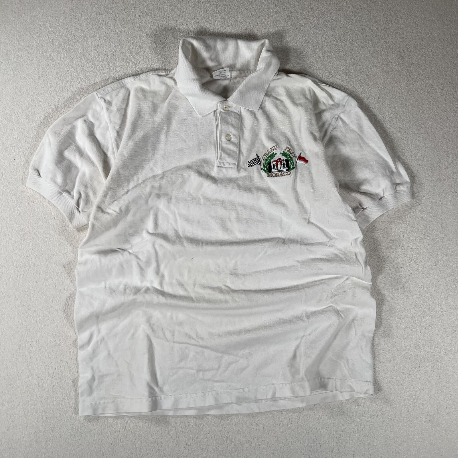 Ferrari Vintage 80s Monaco F1 Collard Polo Racing T Shirt Size US L / EU 52-54 / 3 - 1 Thumbnail