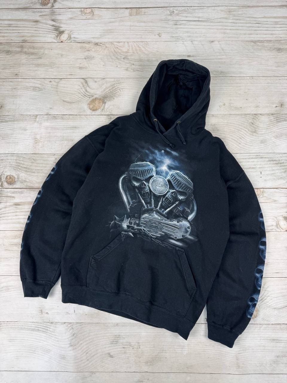 Vintage Spiral Hoodie Ghost Racer Skull Harley Davidson Moto Y2K 90s Size US L / EU 52-54 / 3 - 2 Thumbnail
