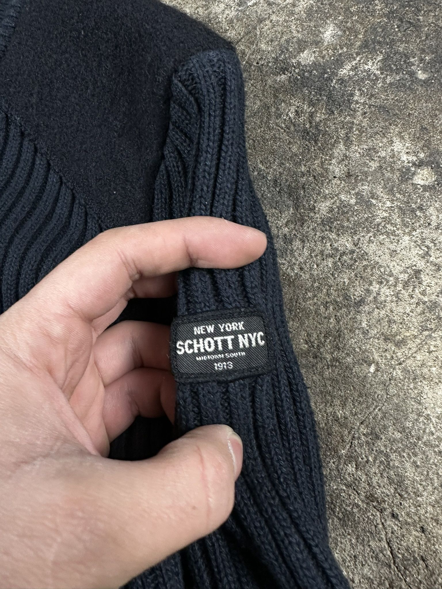 Schott Vintage Schott Cotton Cable Quaterzip Sweater Navy Size US S / EU 44-46 / 1 - 4 Thumbnail