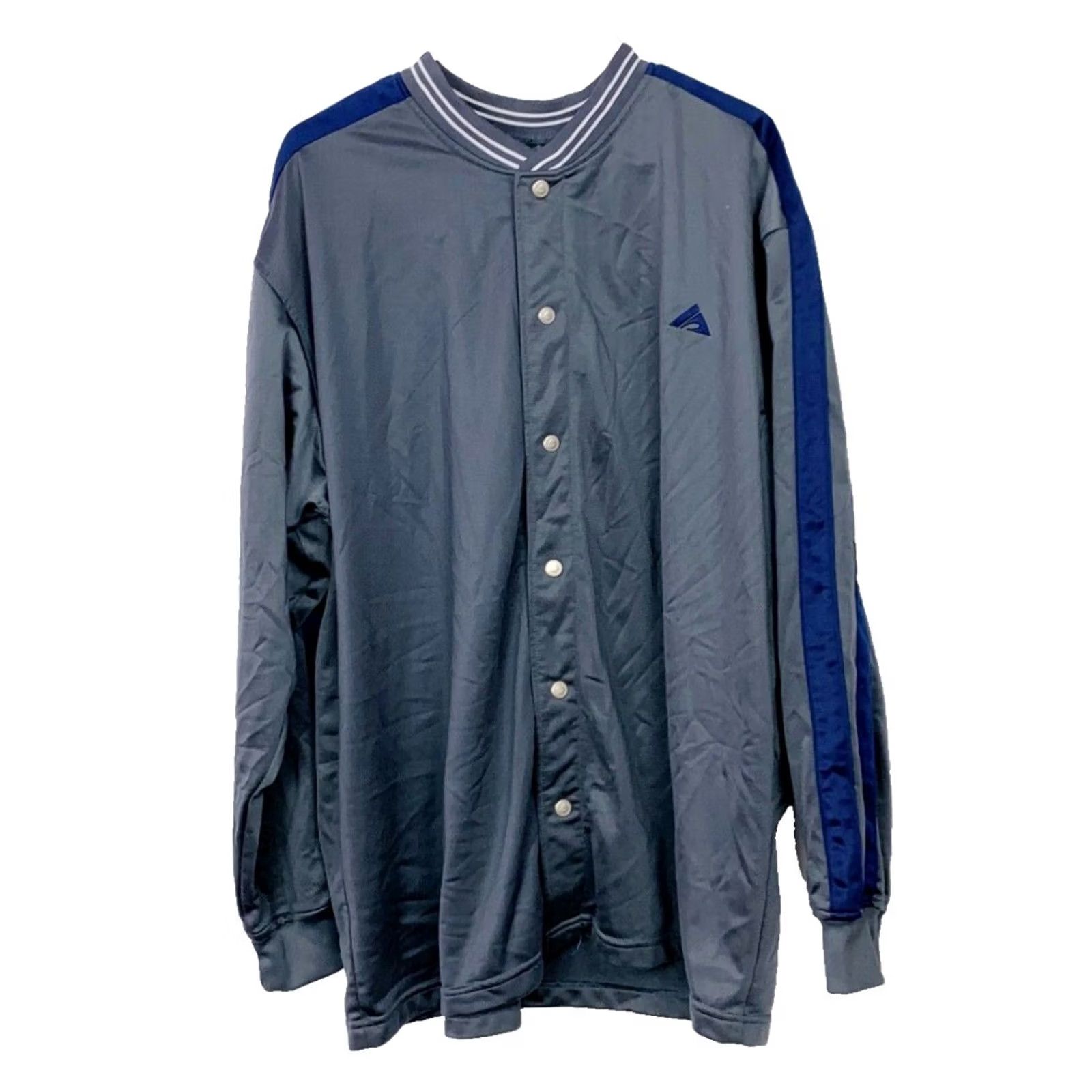 Athletic Works VINTAGE 90s Athletic Works Satin Track Jacket Mens Large Gray Snap 90s Varsity Jacket Size US L / EU 52-54 / 3 - 2 Thumbnail