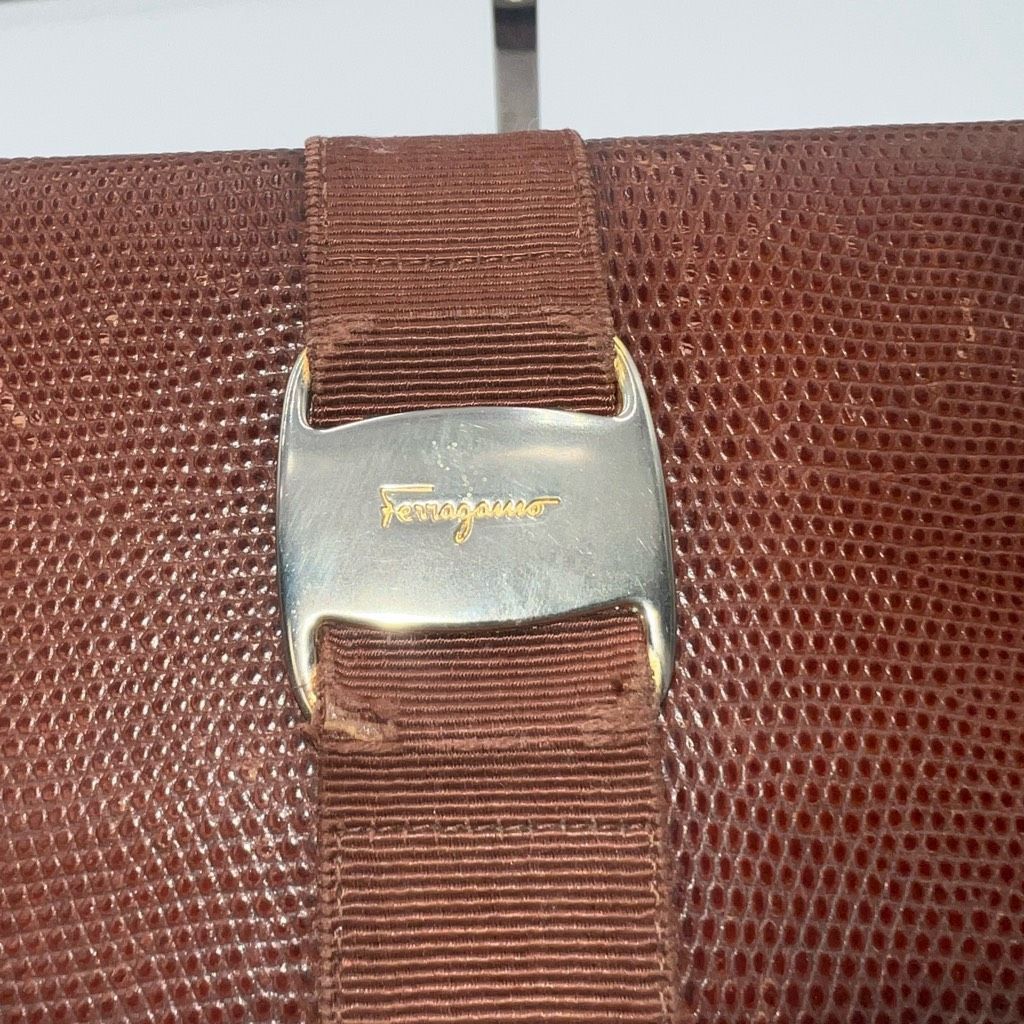 Salvatore Ferragamo Salvatore Ferragamo Vera Ribbon Wallet Brown and Gold Size ONE SIZE - 3 Thumbnail