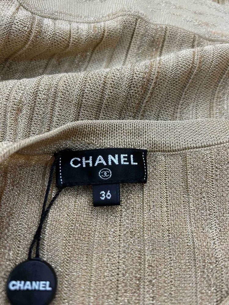 Chanel Chanel Gold-plated glitter knitted long dress Size XS / US 0-2 / IT 36-38 - 6 Thumbnail